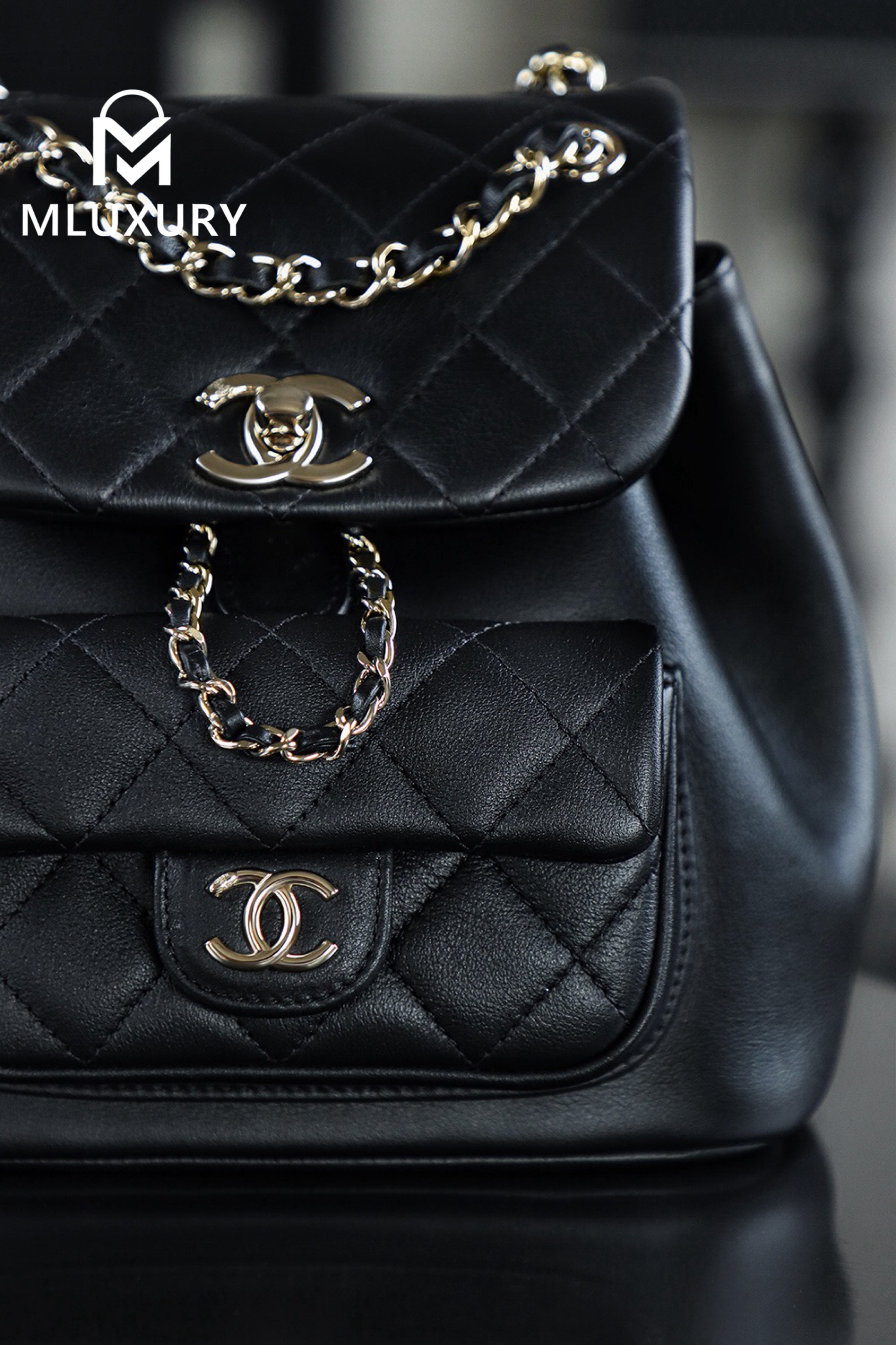 CHANEL 23Duma Small Backpack, Black