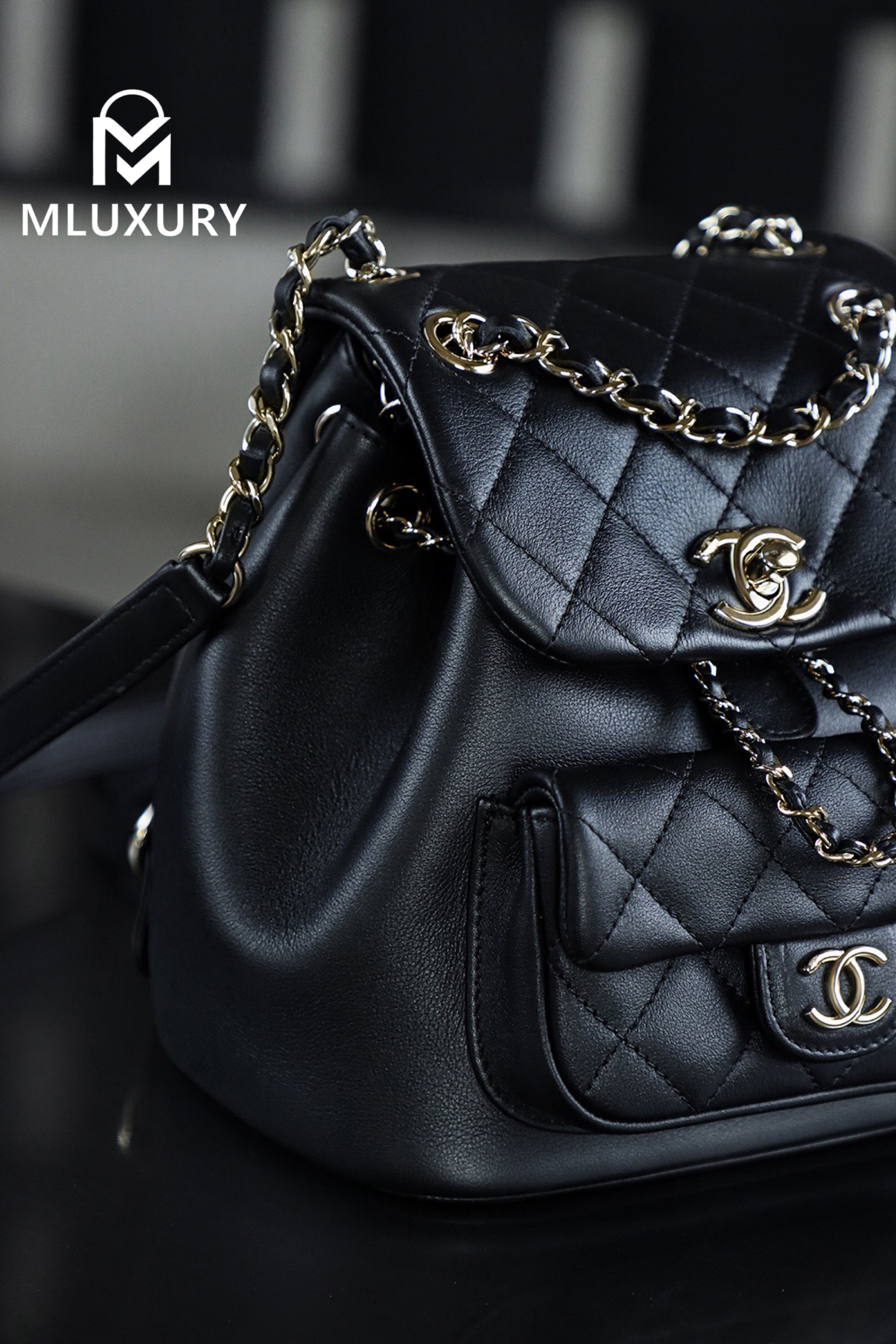 CHANEL 23Duma Small Backpack, Black