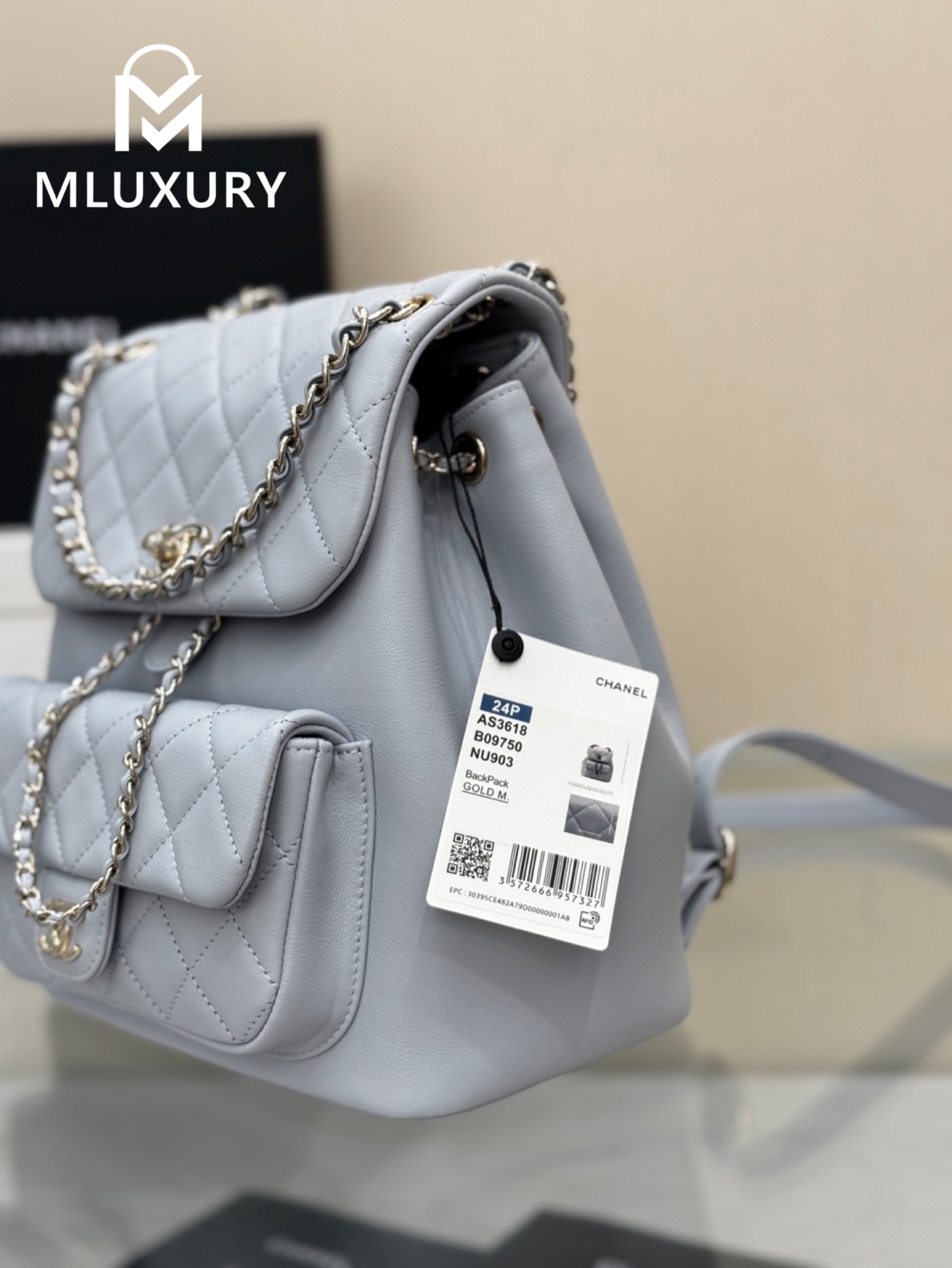 CHANEL 24Duma Large Backpack, Grey