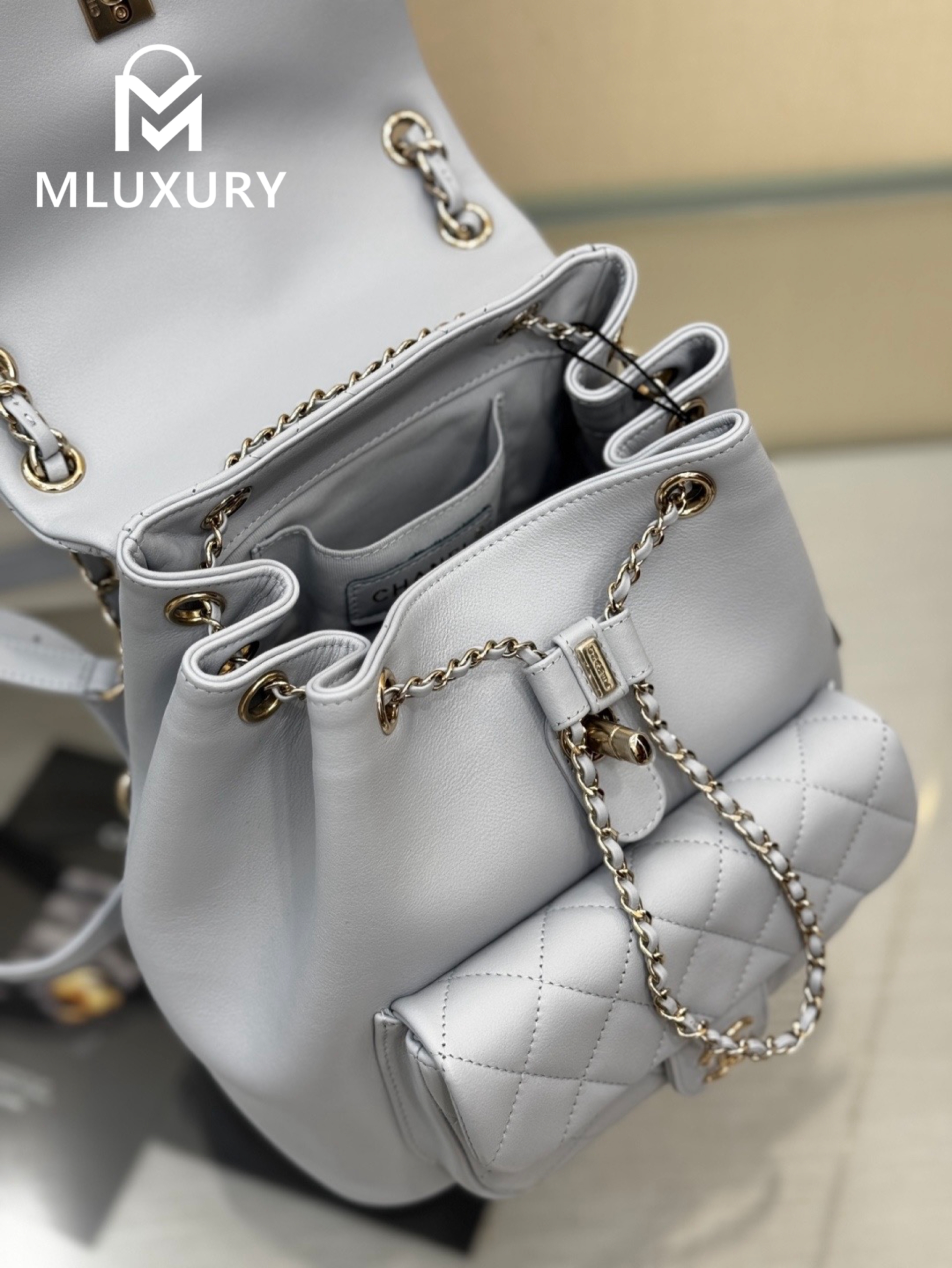 CHANEL 24Duma Large Backpack, Grey