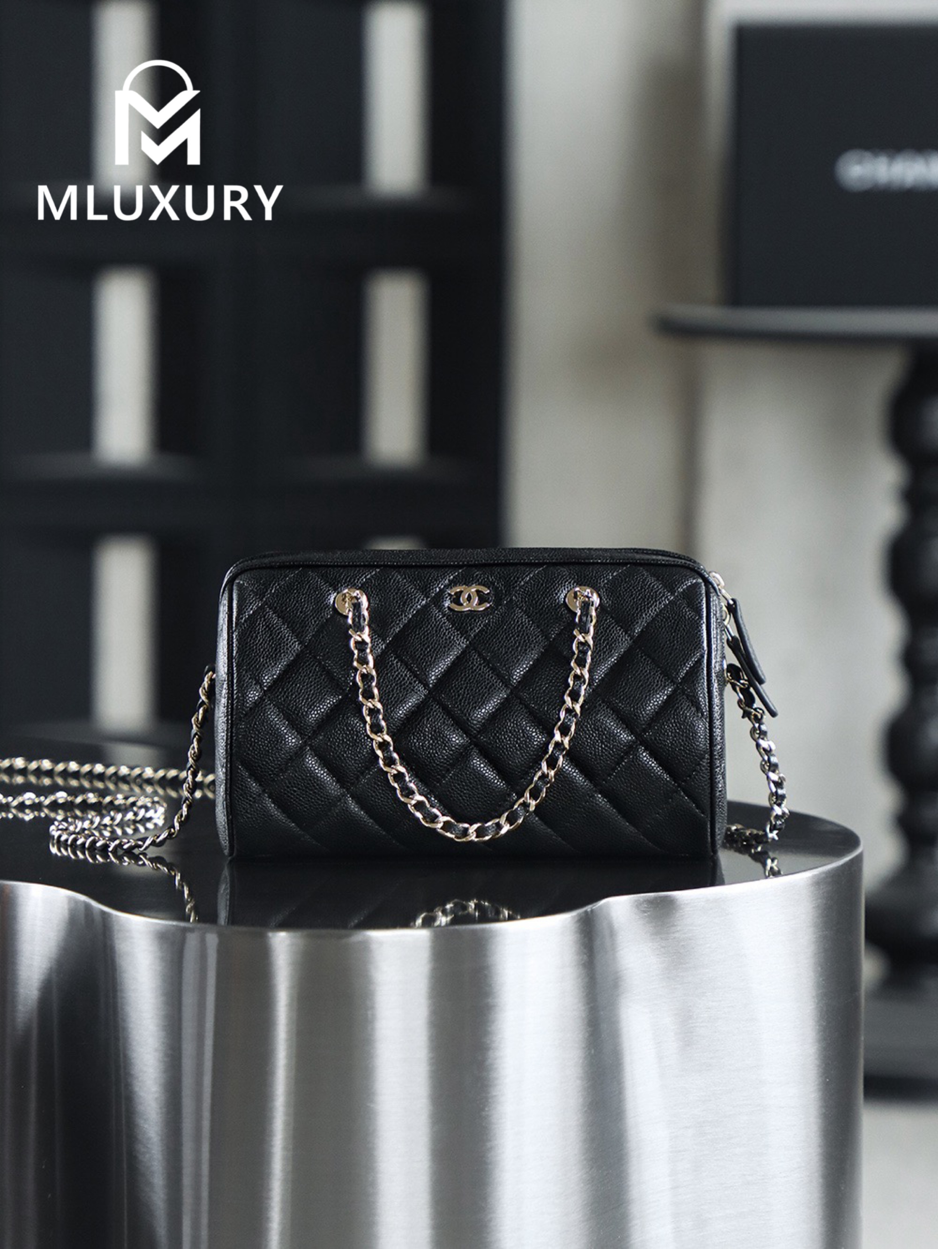 CHANEL 25P Mini Bowling Bag, Black