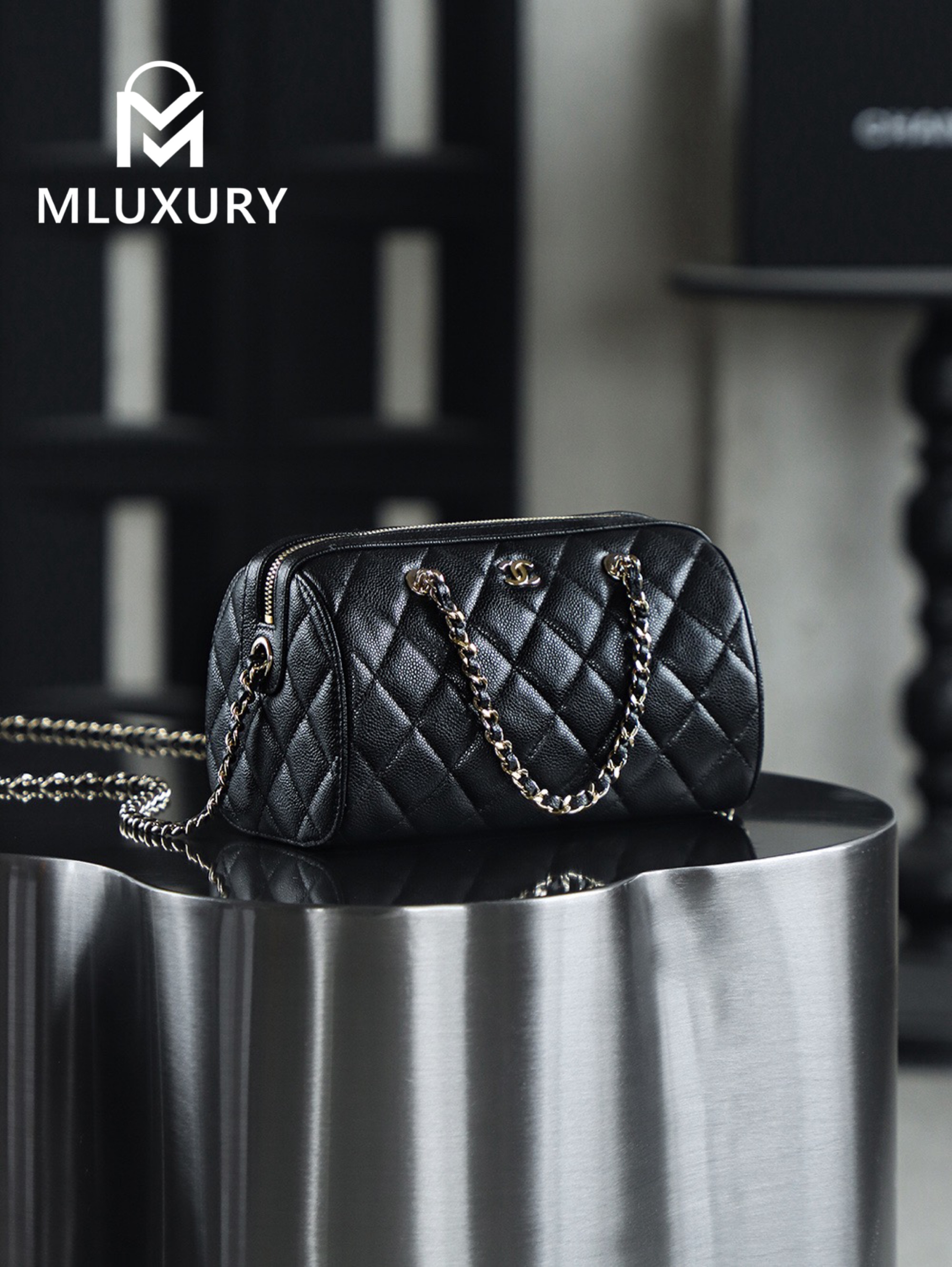 CHANEL 25P Mini Bowling Bag, Black