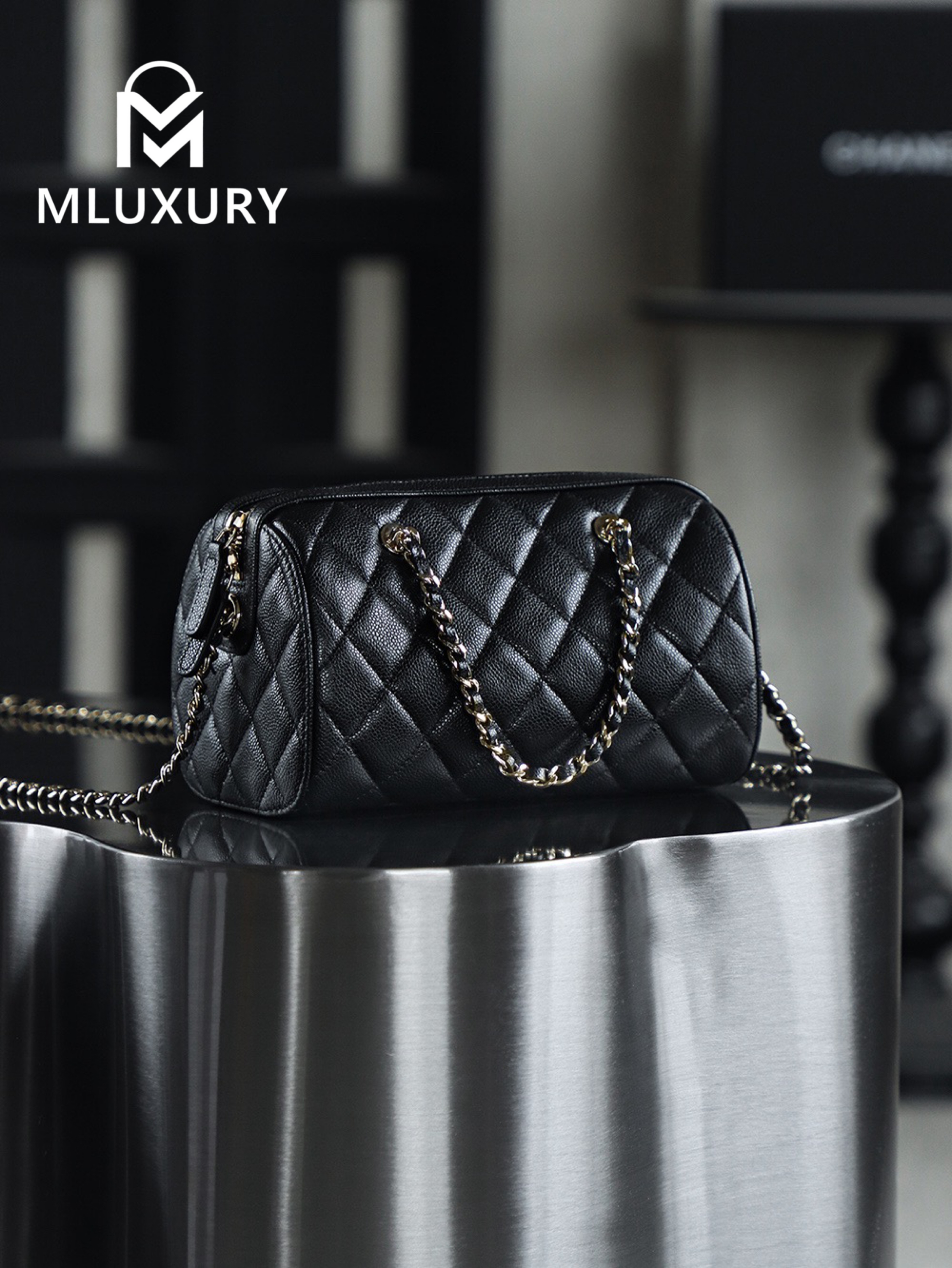CHANEL 25P Mini Bowling Bag, Black