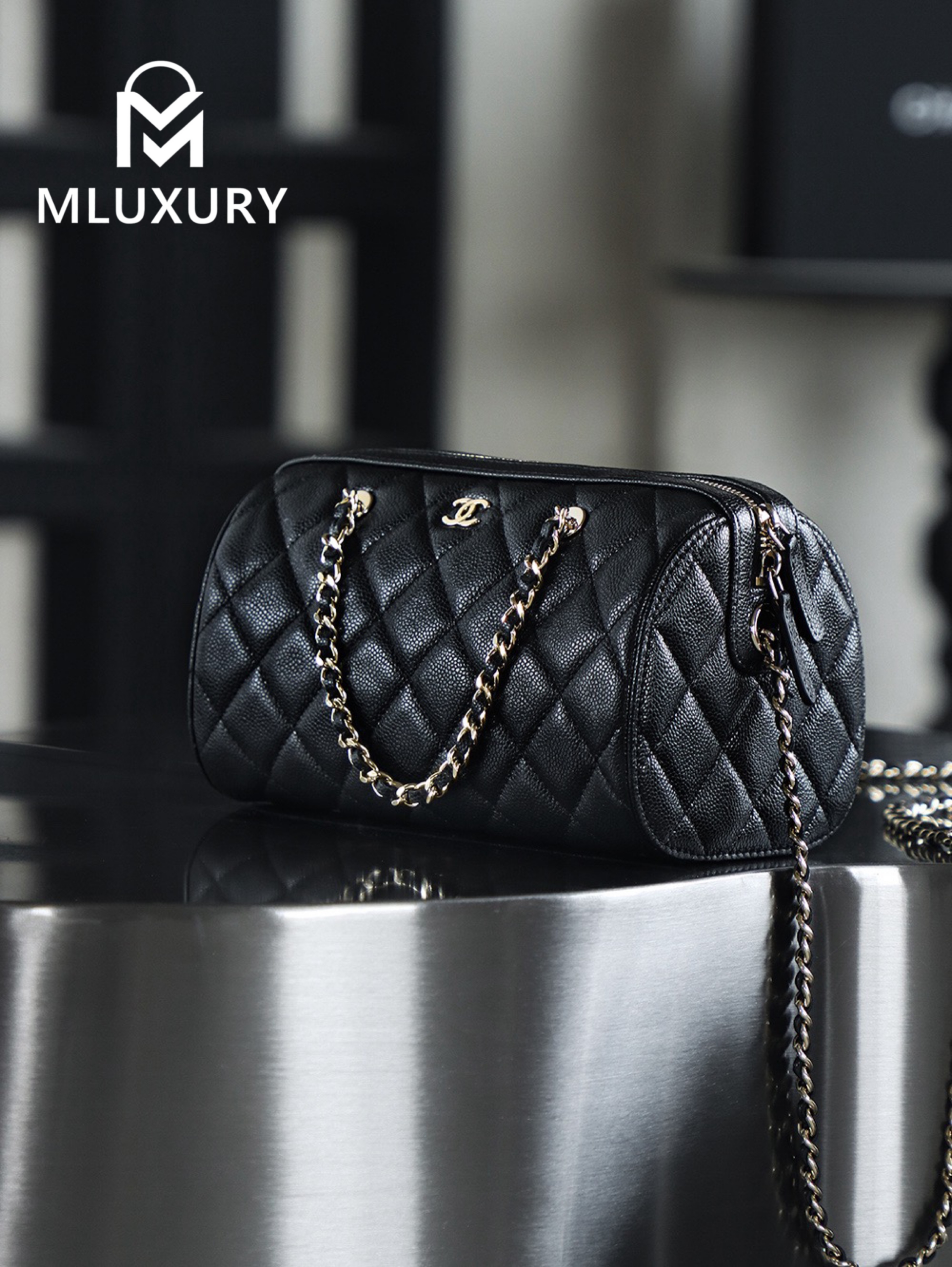 CHANEL 25P Mini Bowling Bag, Black