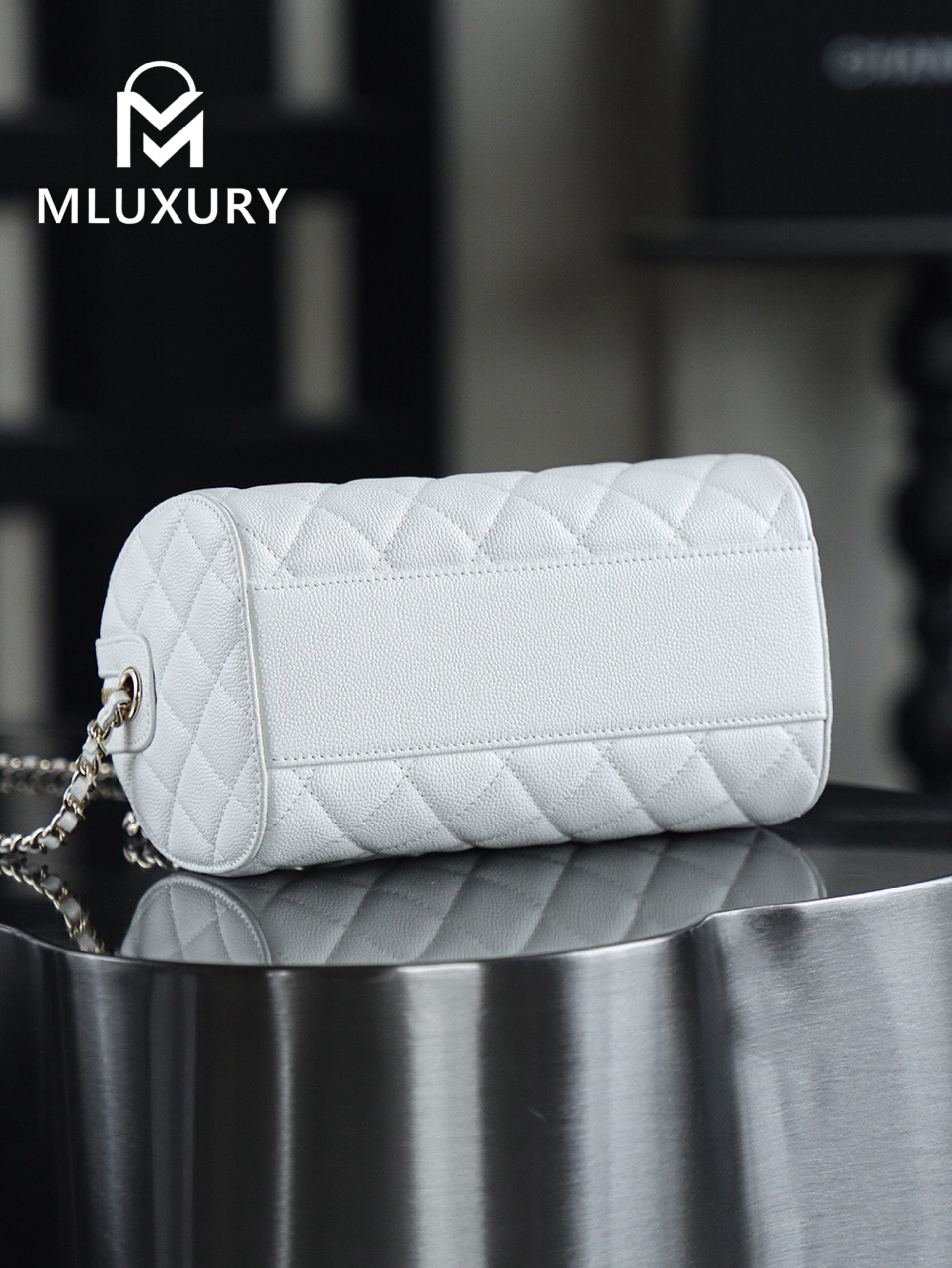 CHANEL 25P Mini Bowling Bag, White