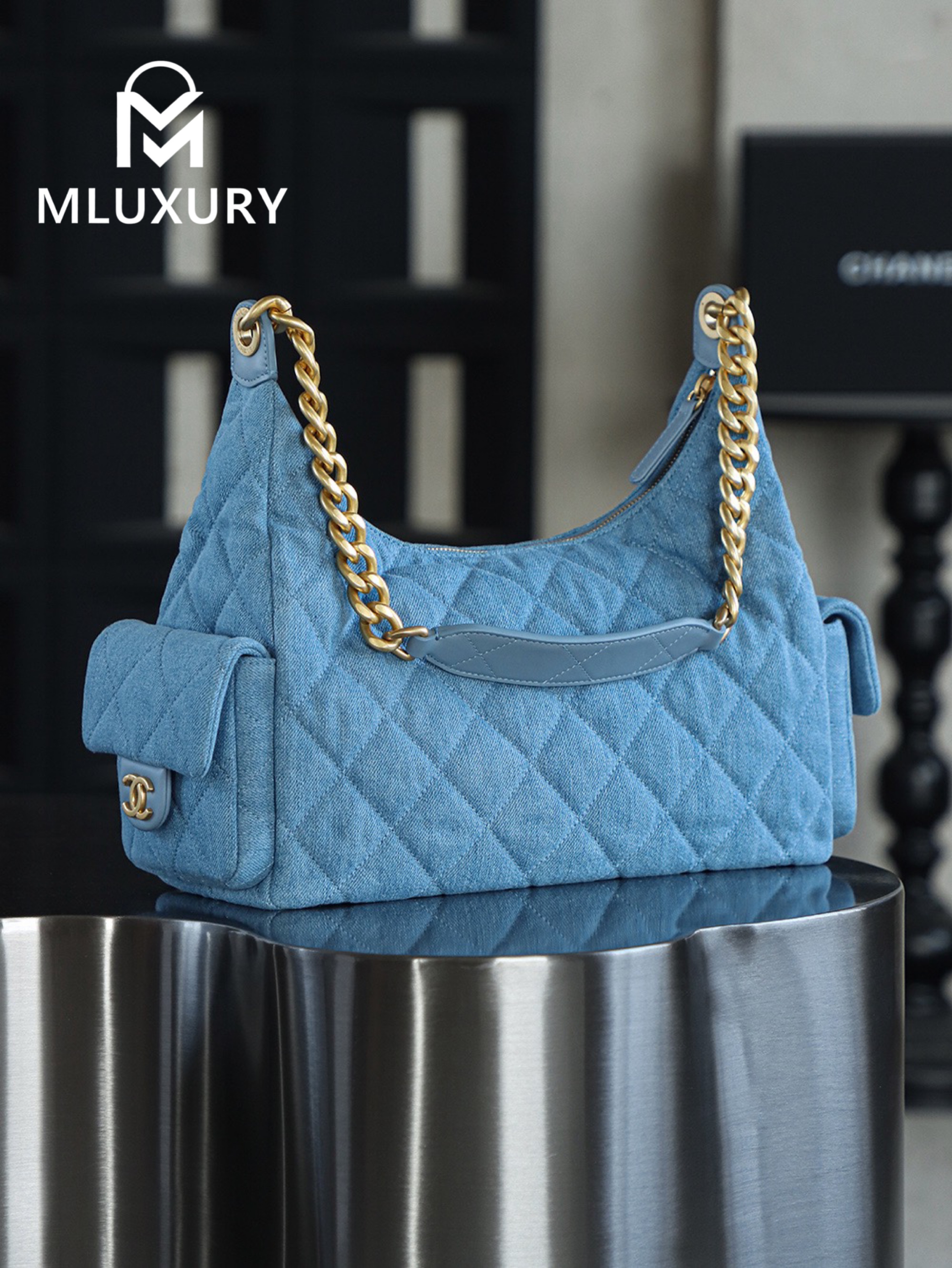 CHANEL 25C Hobo Denim Large Backpack