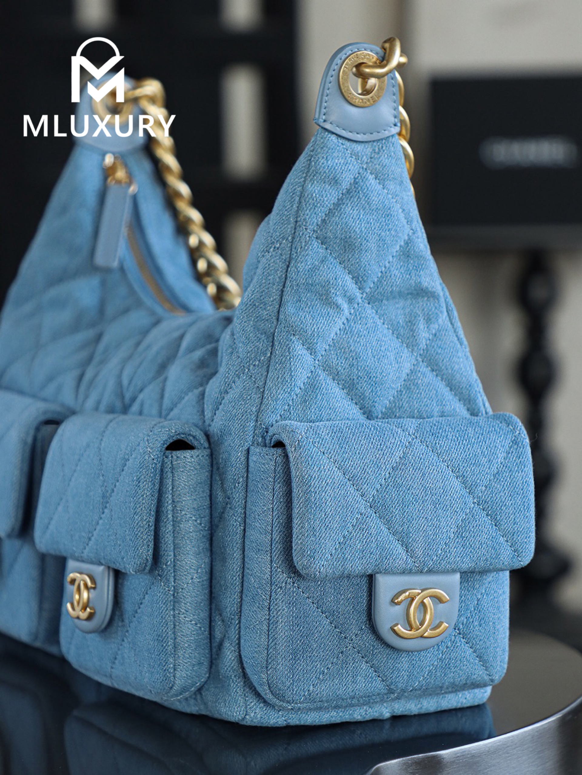 CHANEL 25C Hobo Denim Large Backpack