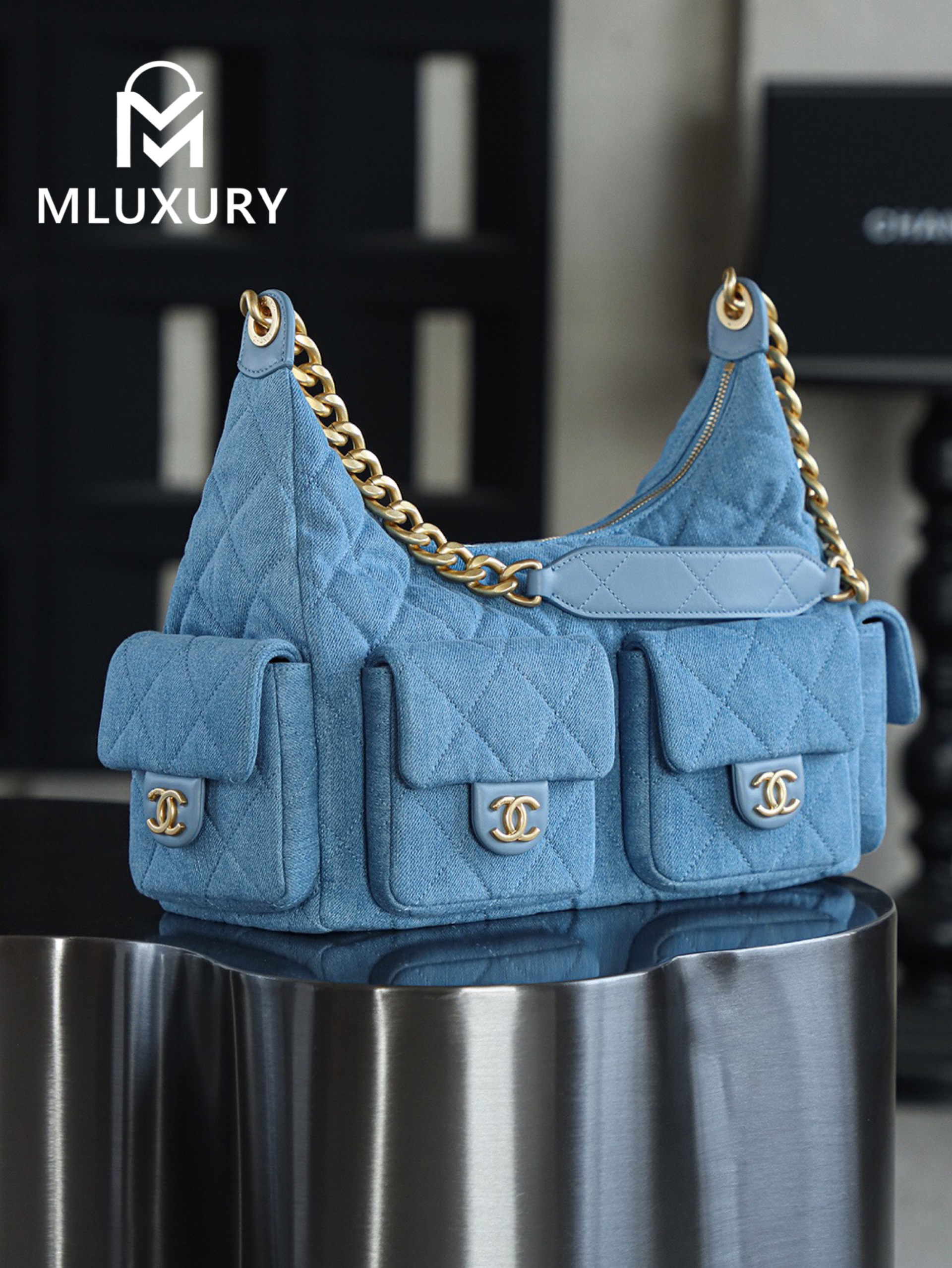 CHANEL 25C Hobo Denim Large Backpack