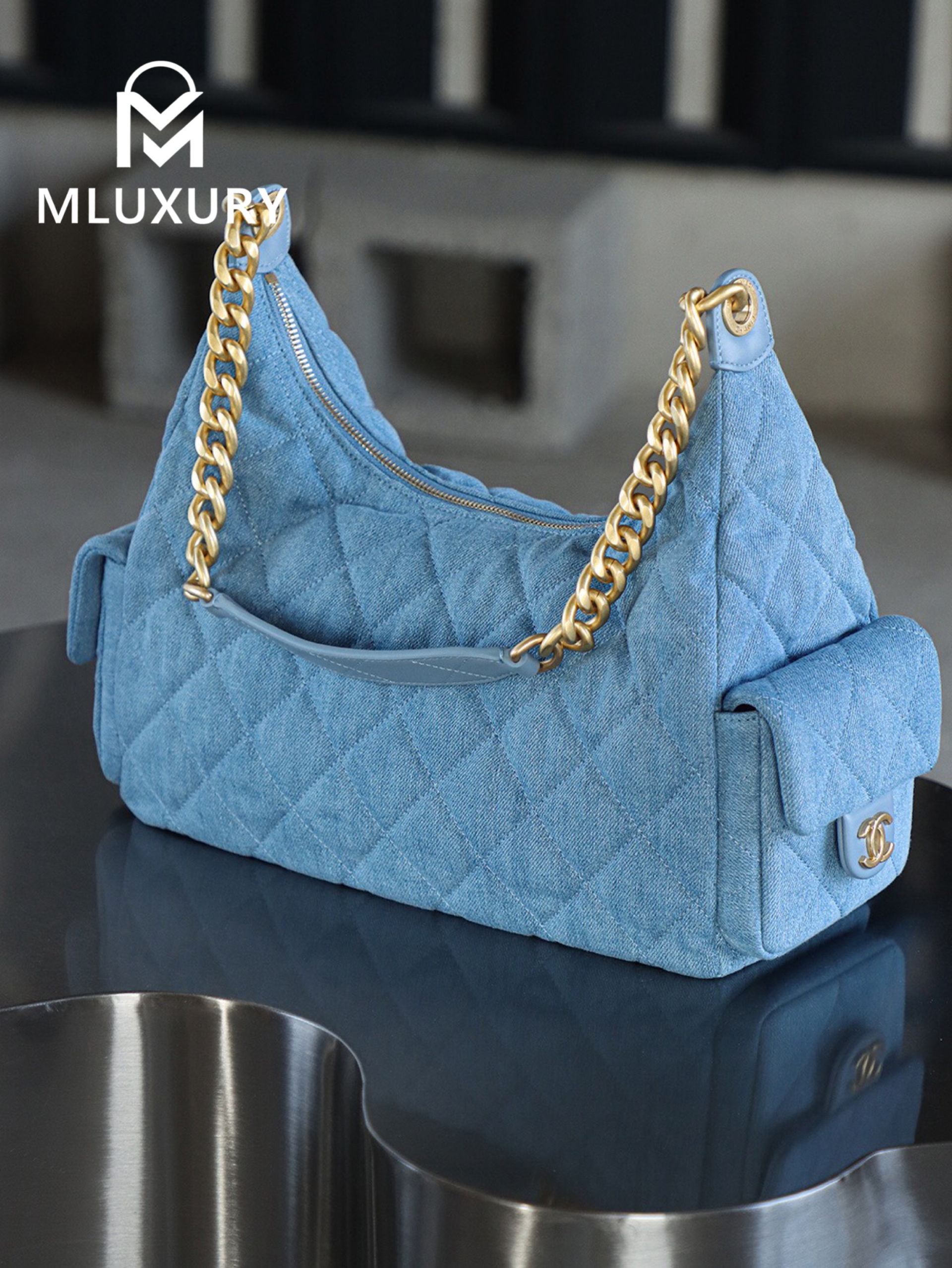 CHANEL 25C Hobo Denim Large Backpack