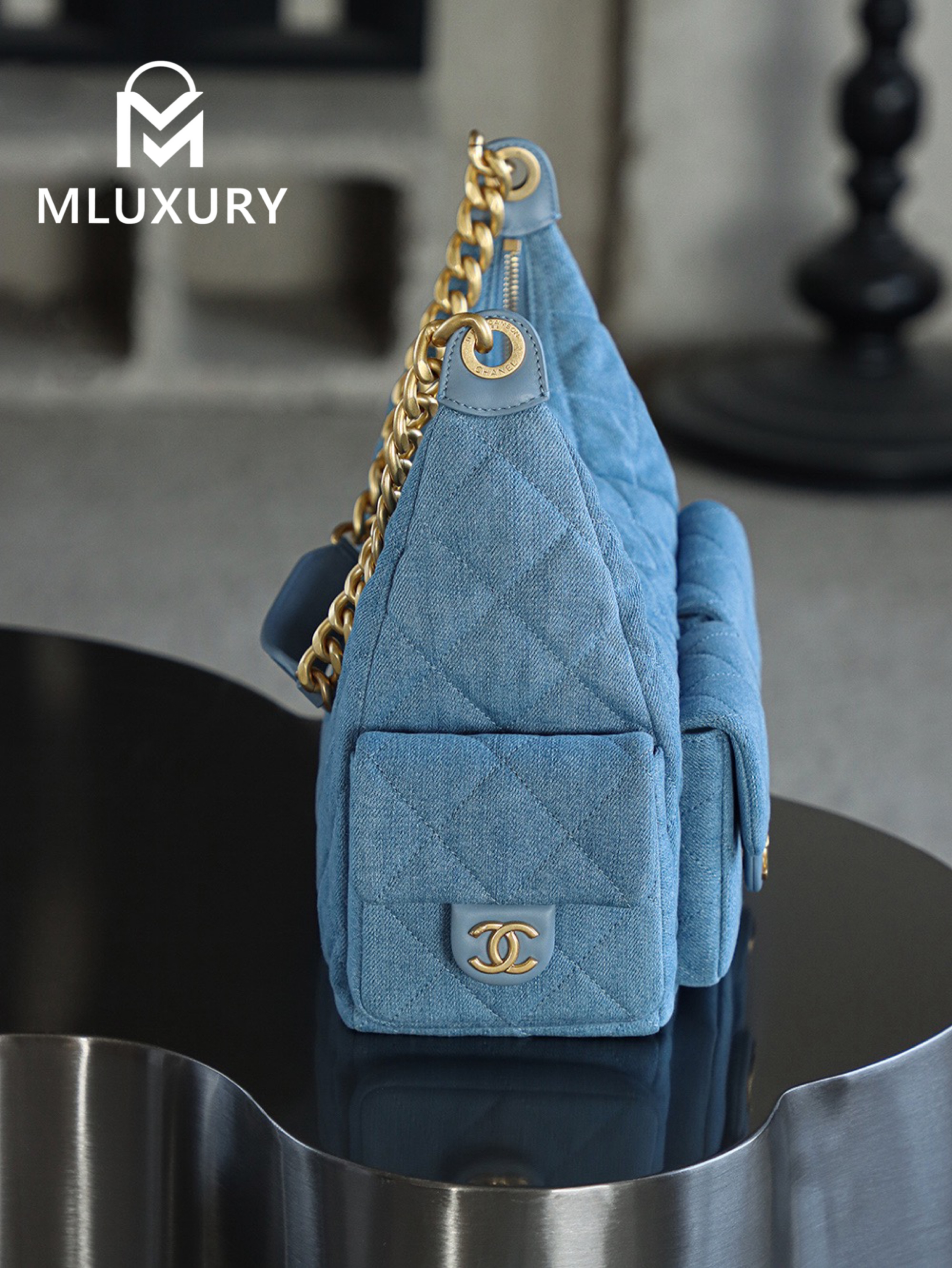 CHANEL 25C Hobo Denim Large Backpack