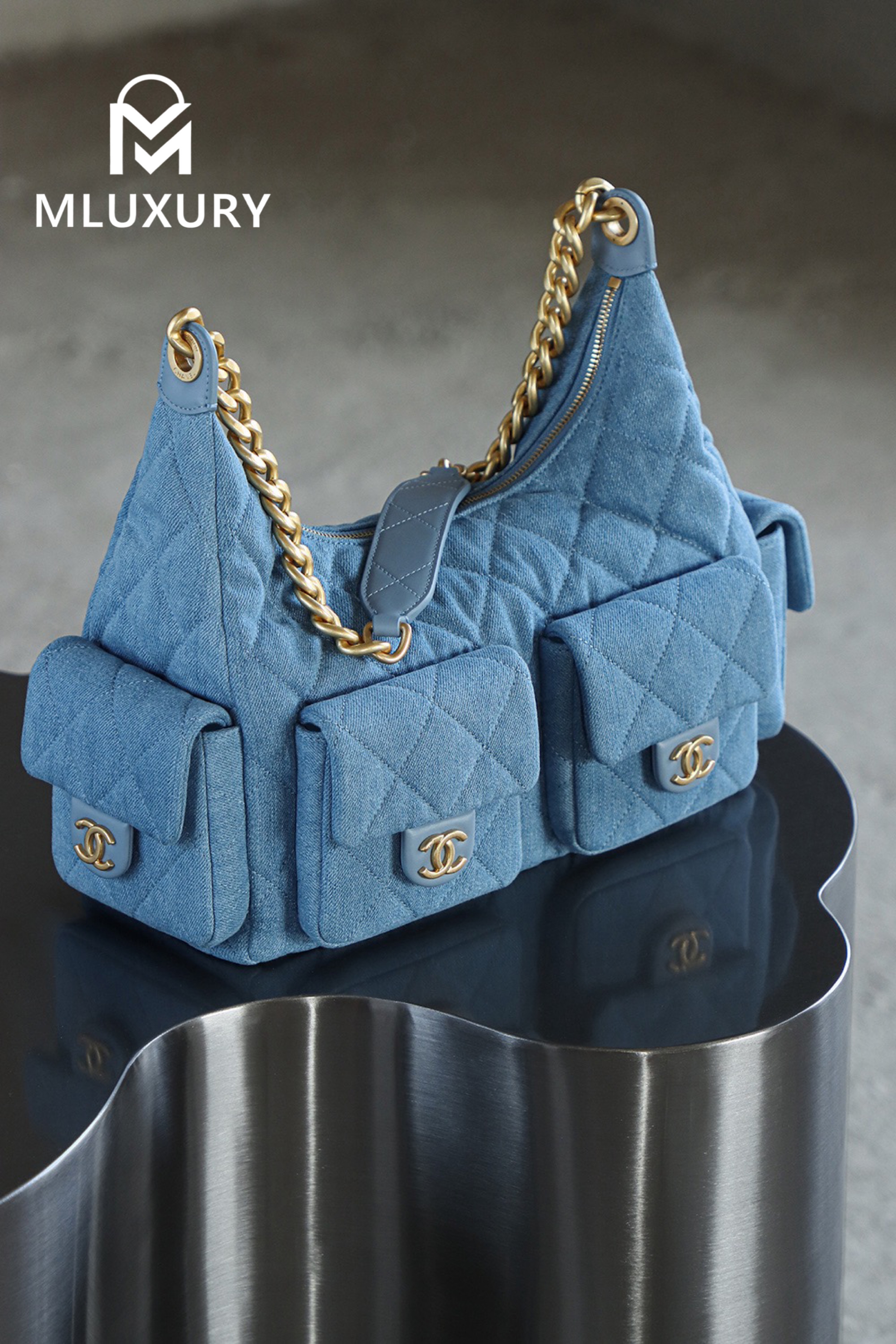 CHANEL 25C Hobo Denim Large Backpack
