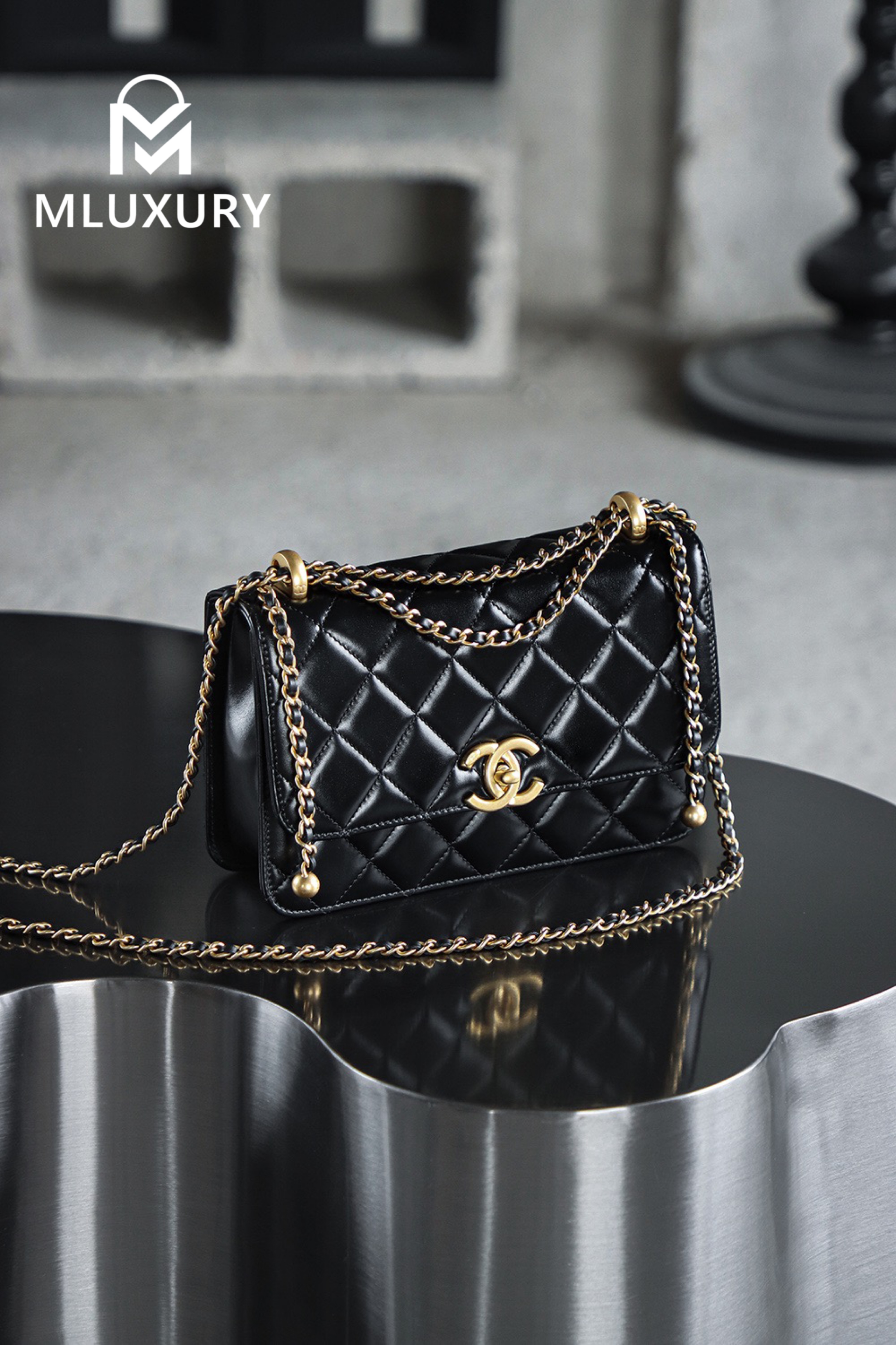 CHANEL 24C Double Gold Bead Medium