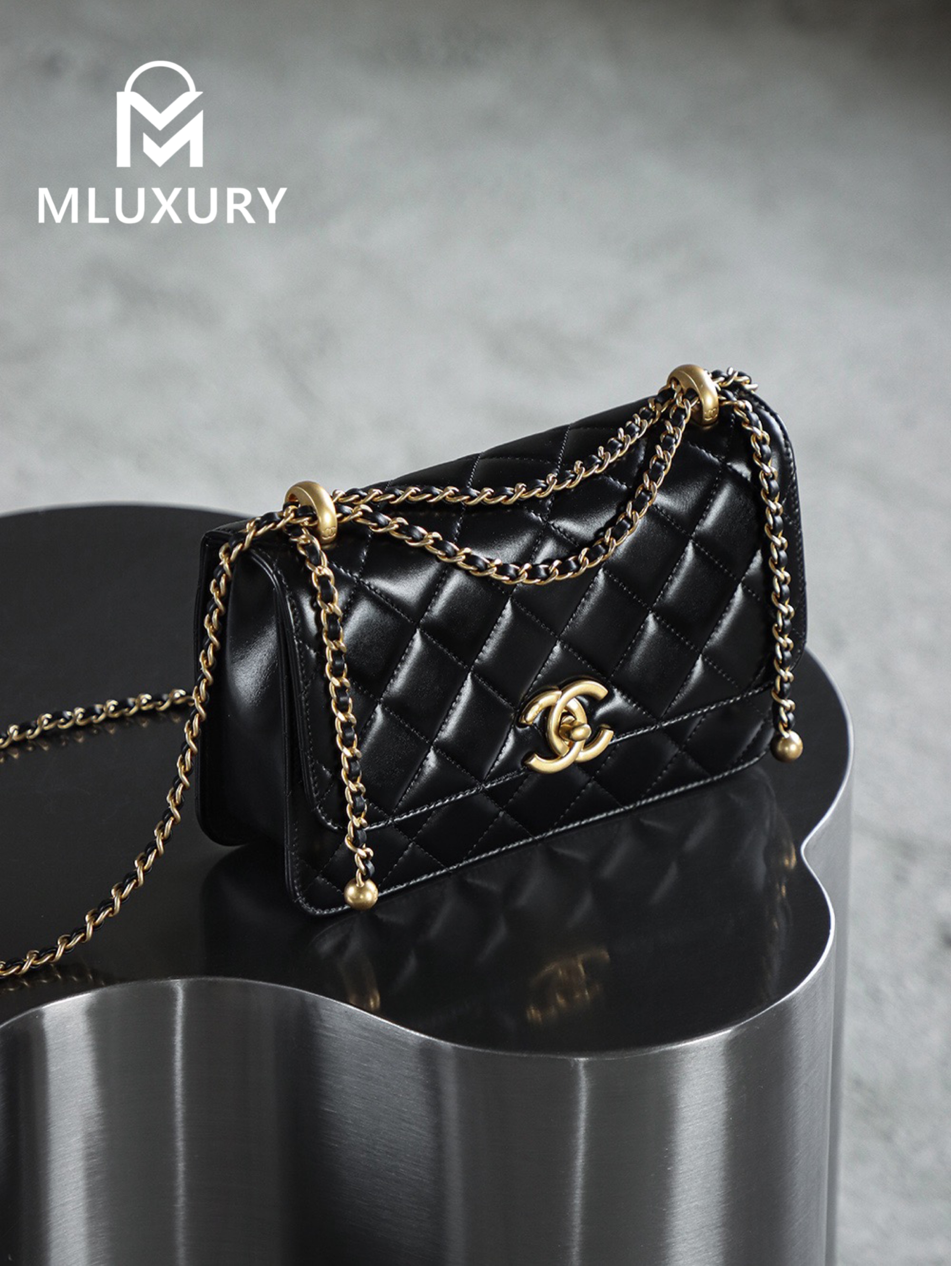 CHANEL 24C Double Gold Bead Medium
