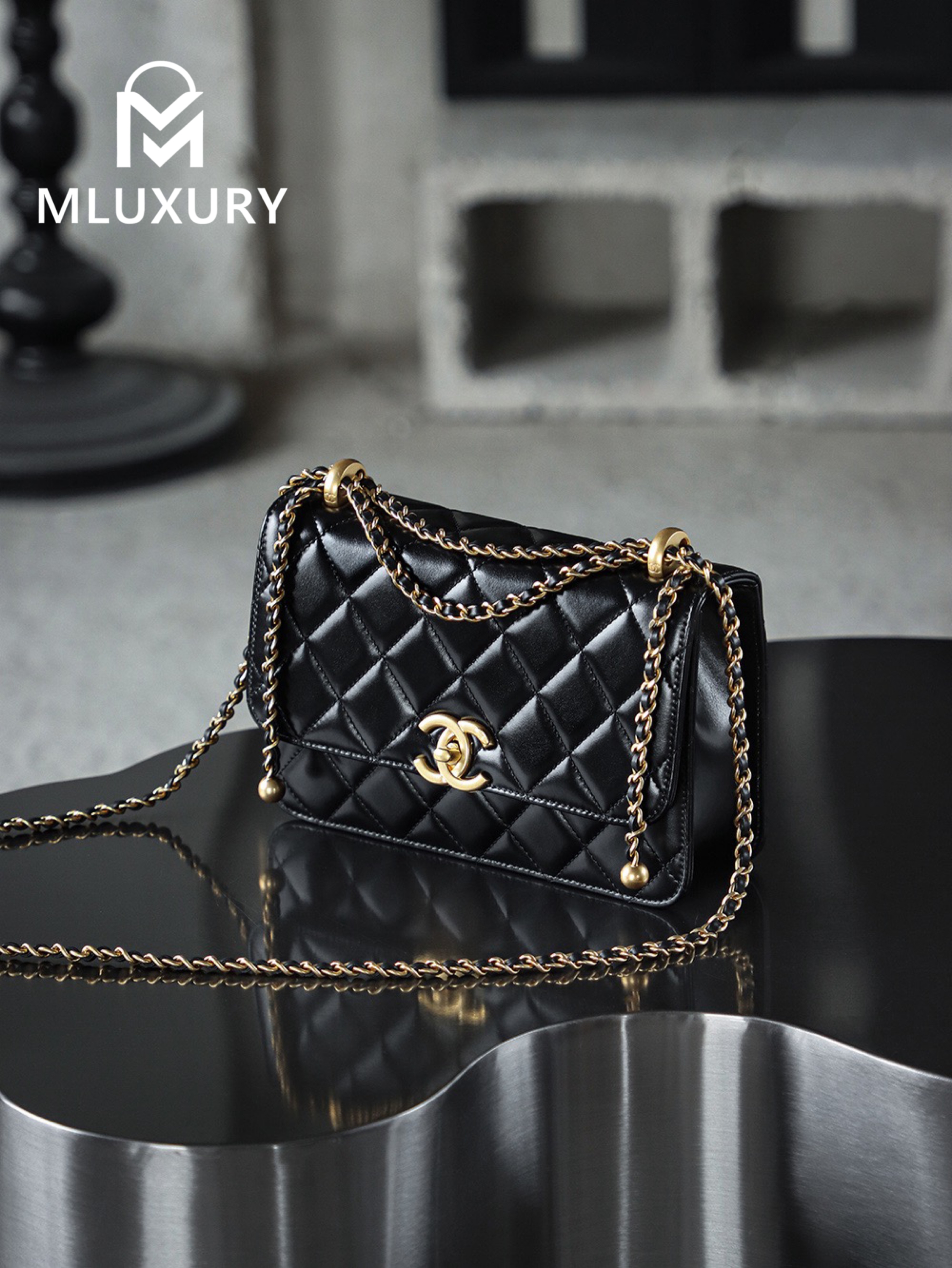 CHANEL 24C Double Gold Bead Medium