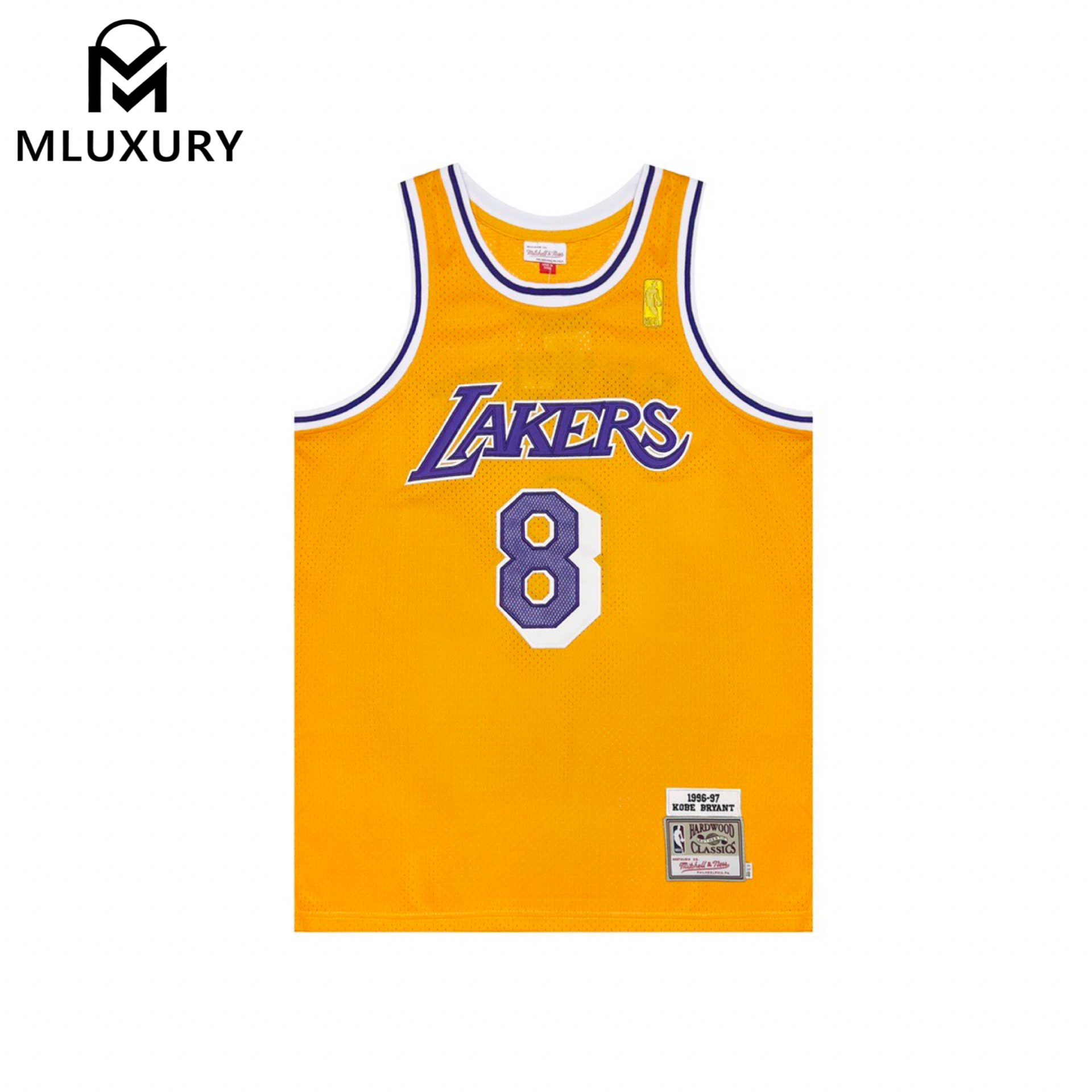 (AU Embroidered) Mitchell & Ness NBA 1996–97 Season AU Player Edition NBA Lakers Kobe Bryant No. 8 Gold Label Retro Embroidered Jersey