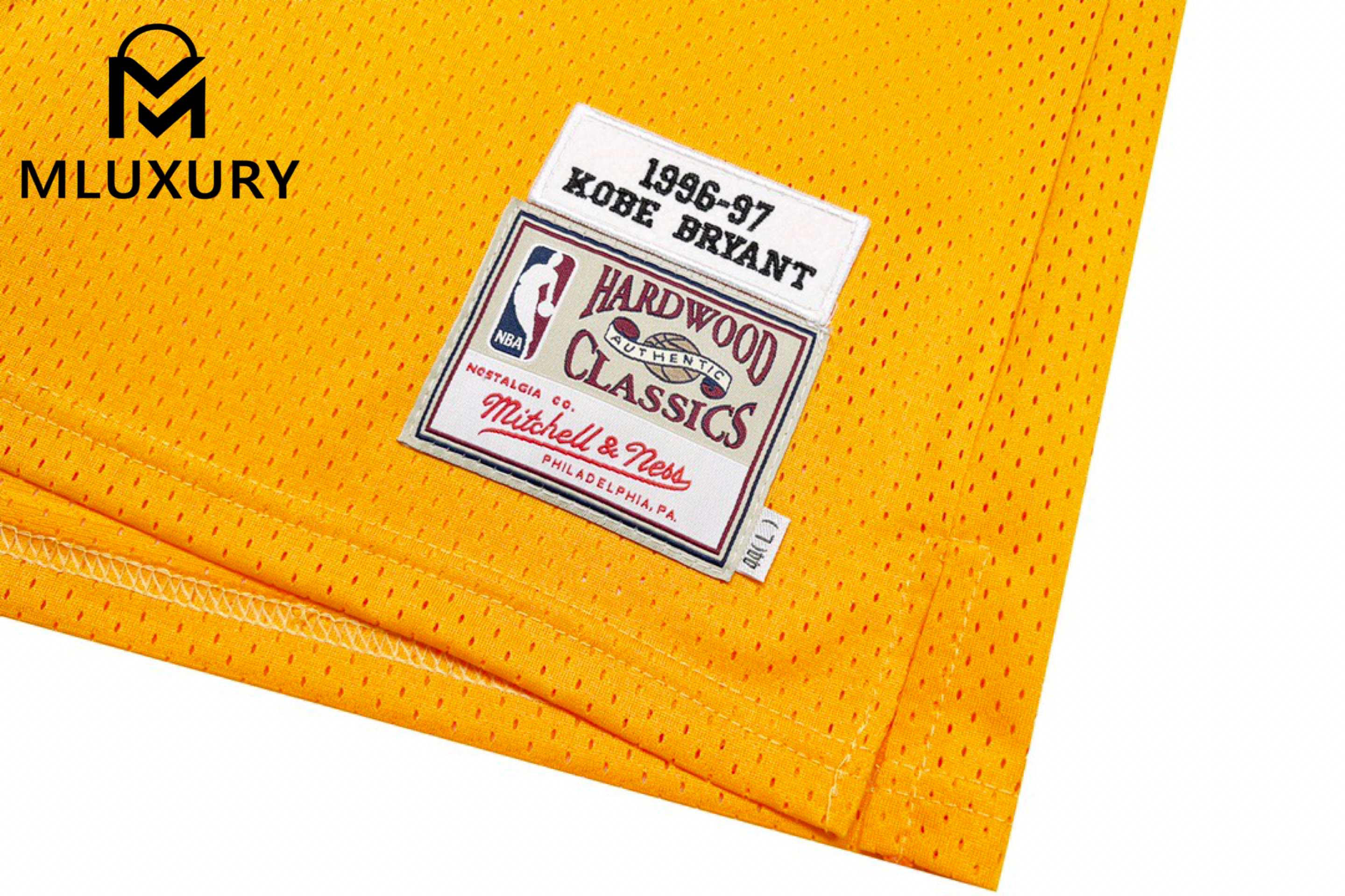 (AU Embroidered) Mitchell & Ness NBA 1996–97 Season AU Player Edition NBA Lakers Kobe Bryant No. 8 Gold Label Retro Embroidered Jersey
