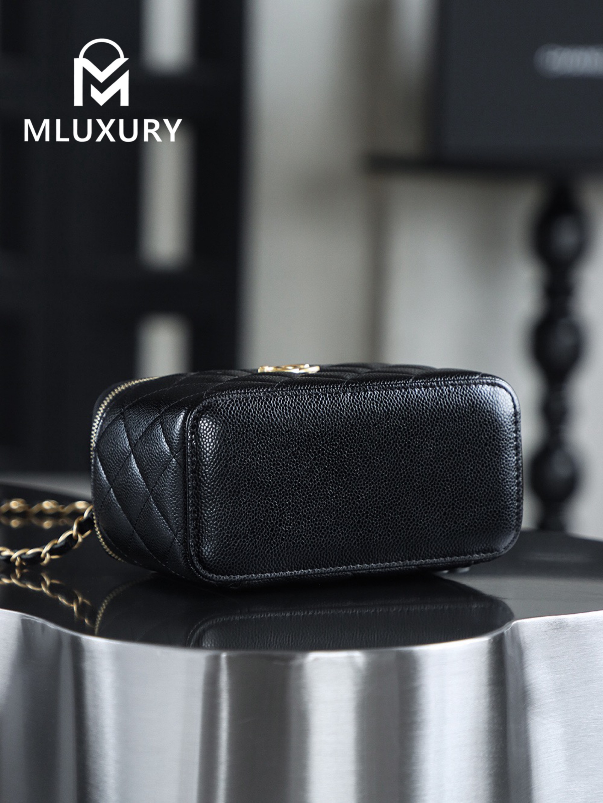 CHANEL 22S Perforated Makeup Bag, Black