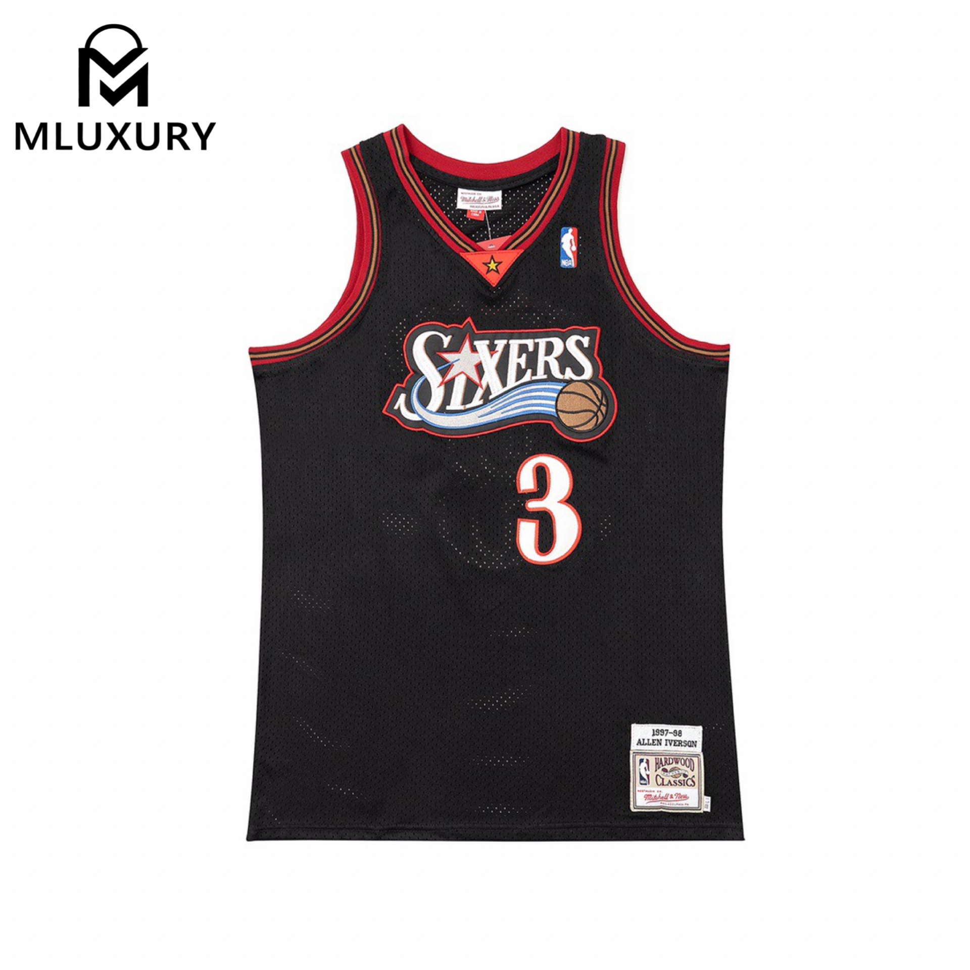 Mitchell & Ness Retro Jersey, AU Player Edition, 1997–98 Season  NBA Philadelphia 76ers Allen Iverson NO.3 Embroidered Jersey