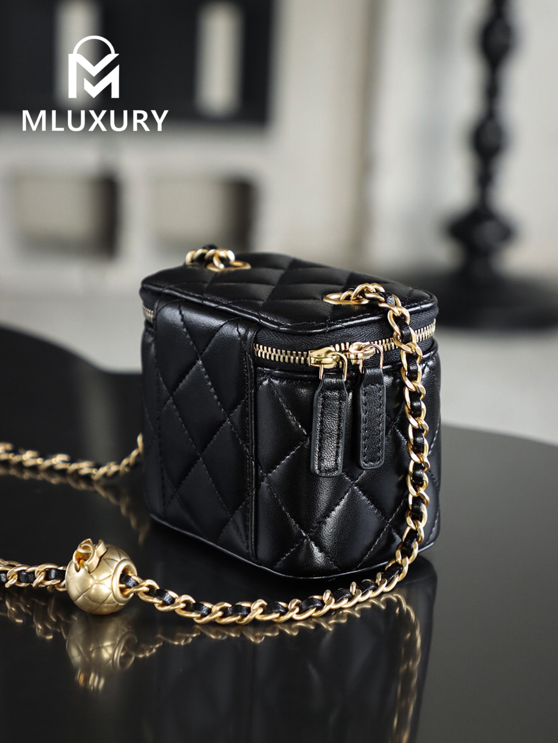 CHANEL Gold Globe Lipstick Bag