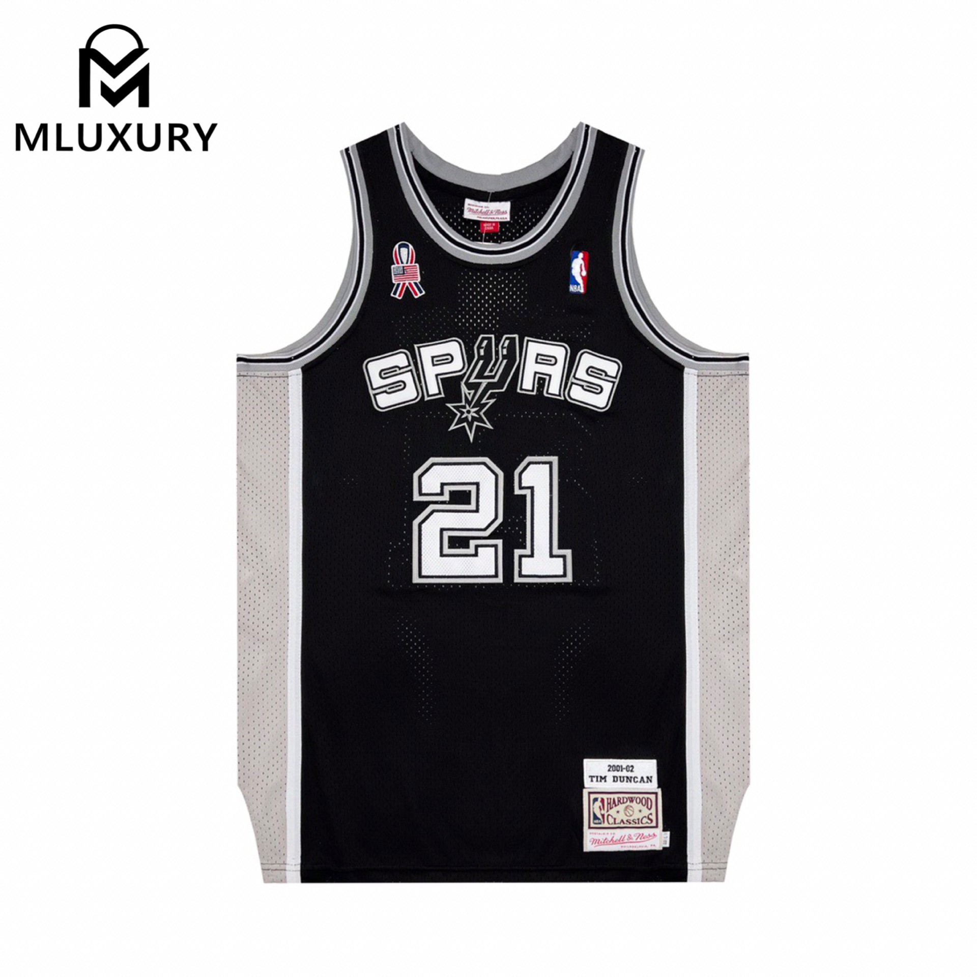 Mitchell & Ness NBA 2001-02 NBA San Antonio Spurs Tim Duncan NO.21 Retro Embroidered Jersey (AU Player Edition)