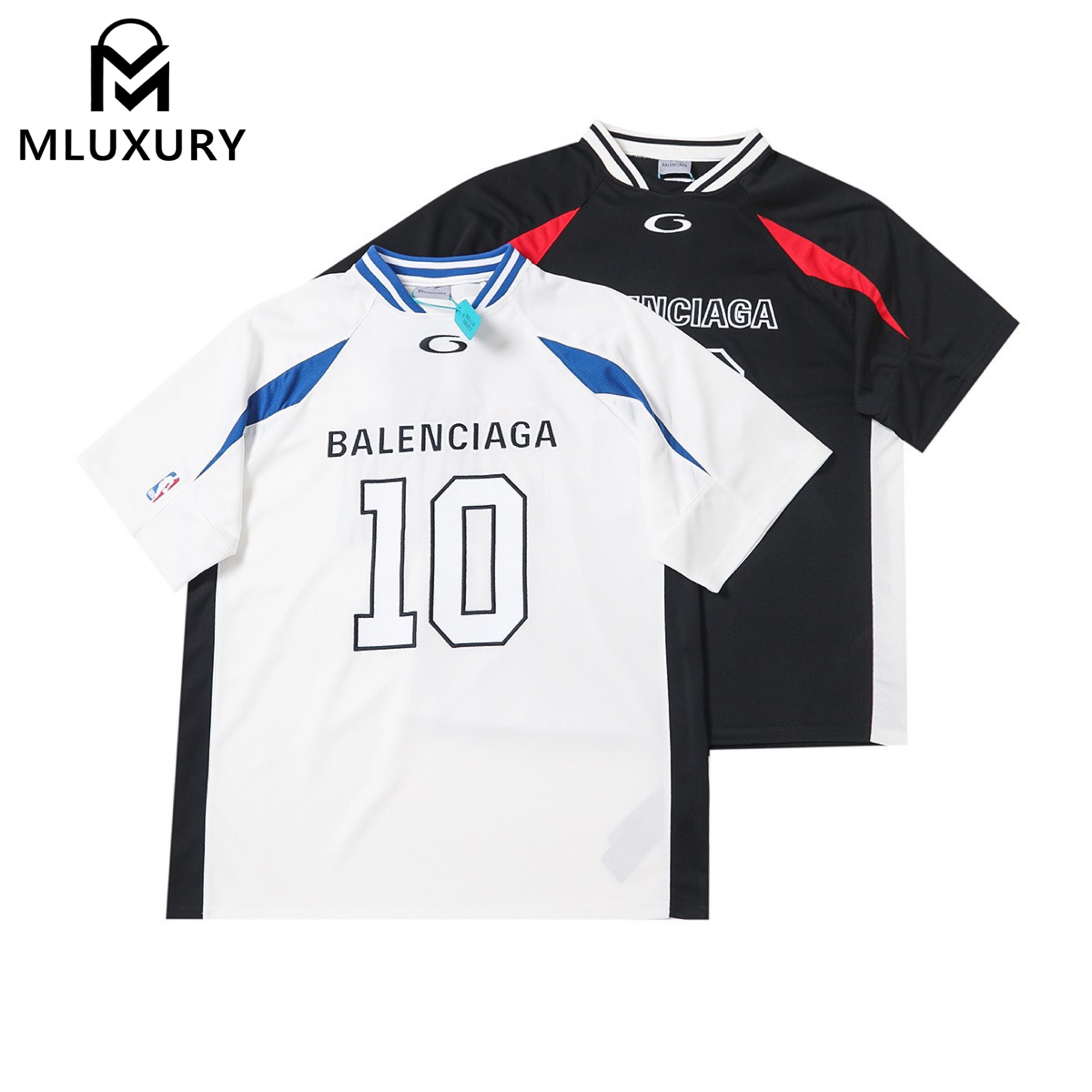 Balenciaga × NBA SS26 Collaboration Crew Neck Color-Blocked Ribbed Technical Mesh Fabric Oversized Short-Sleeve T-Shirt, Loose Fit, Unisex
