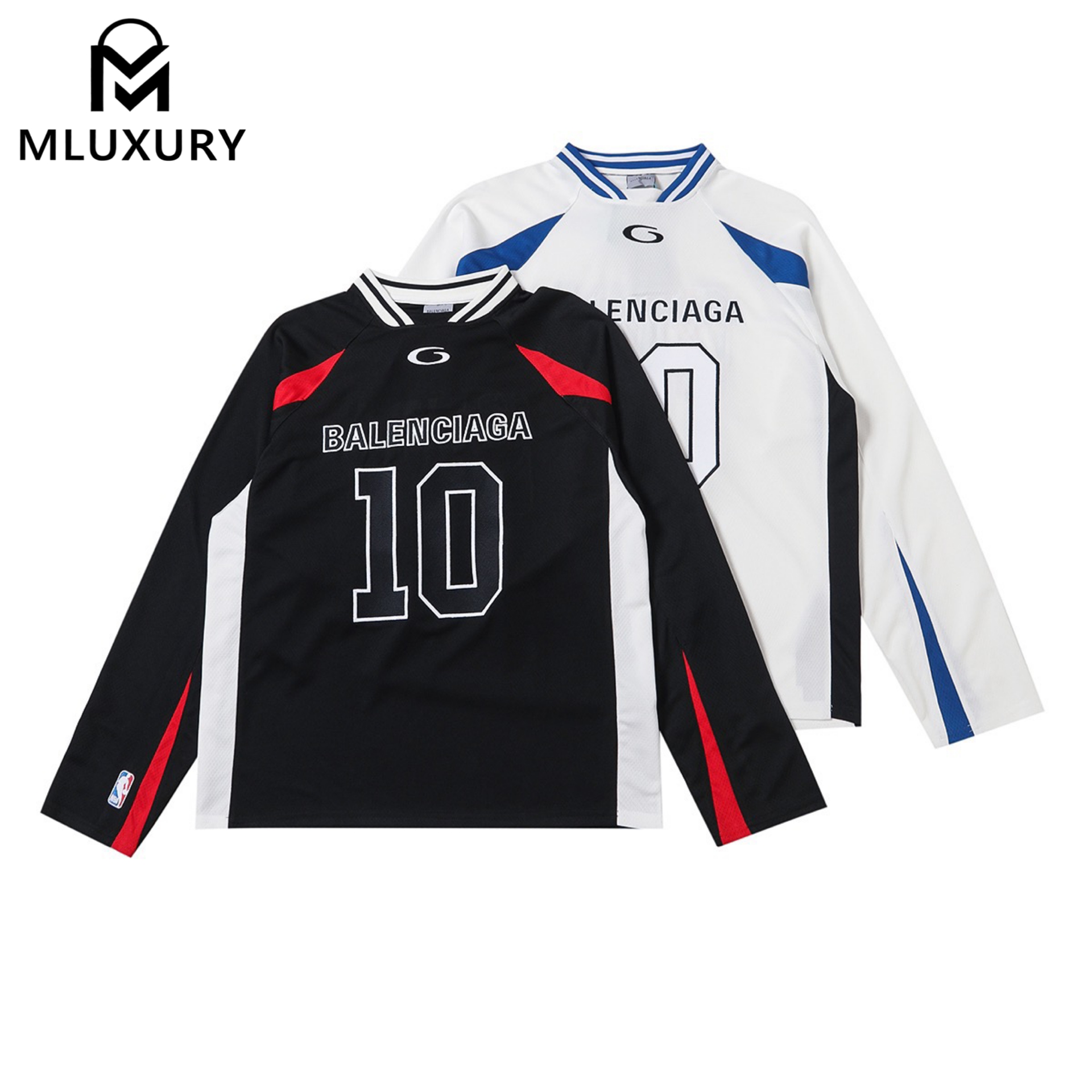 Balenciaga × NBA SS26 Collaboration: Crew Neck, Color-Blocked Mesh Fabric, Oversized Long-Sleeve T-Shirt, Loose Fit, Unisex.