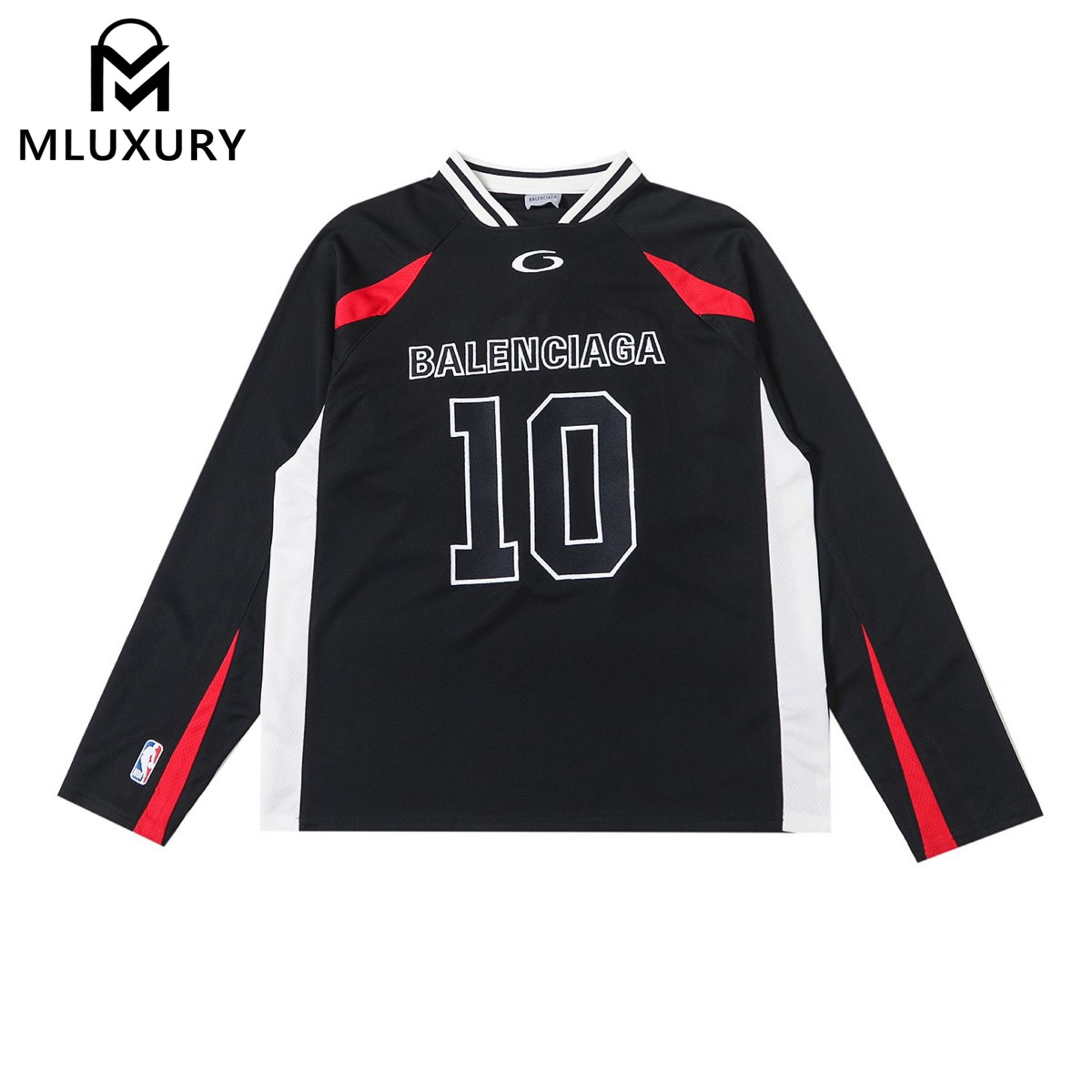 Balenciaga × NBA SS26 Collaboration: Crew Neck, Color-Blocked Mesh Fabric, Oversized Long-Sleeve T-Shirt, Loose Fit, Unisex.