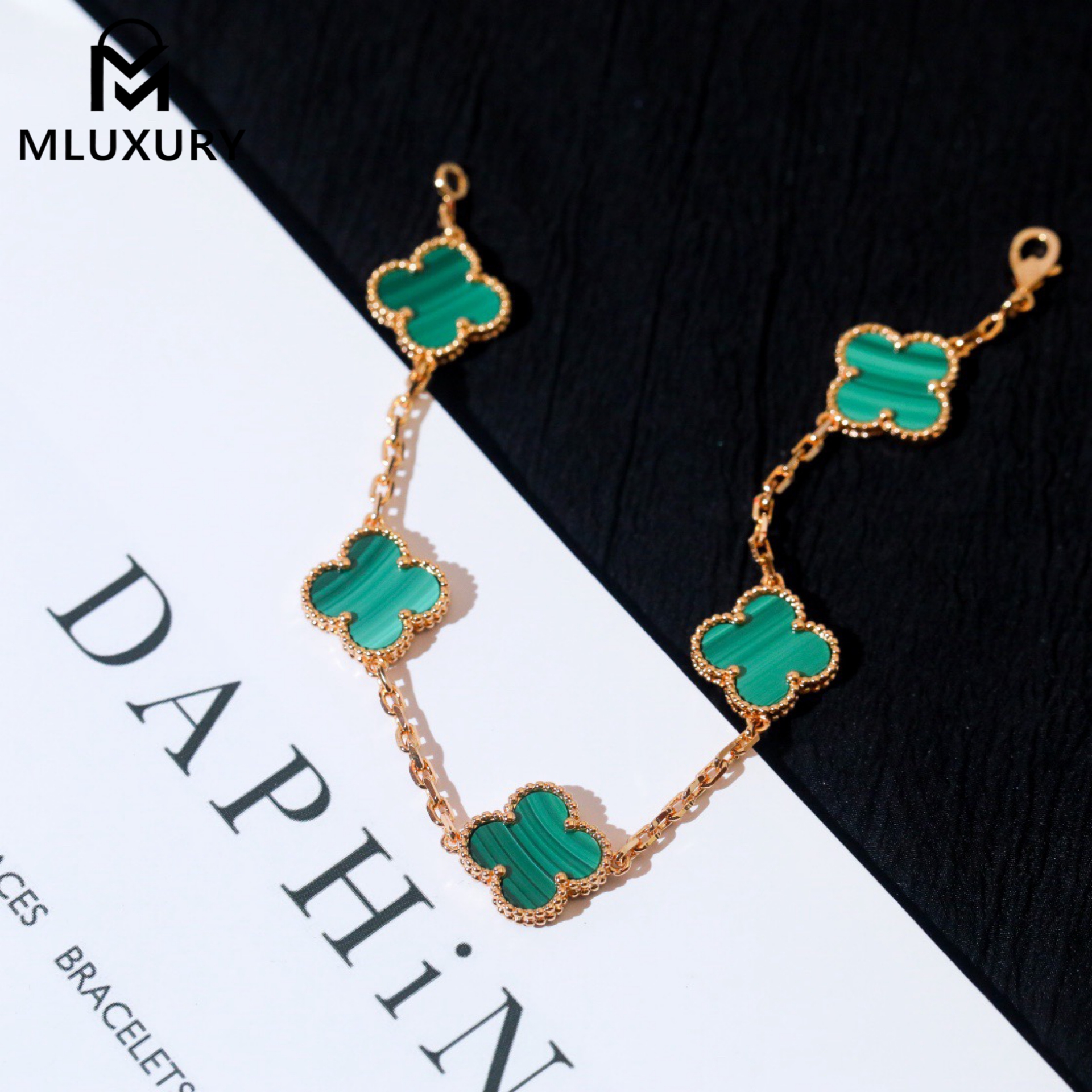 Van Cleef & Arpels Super Clone Malachite Natural Stone Five-Color Bracelet
