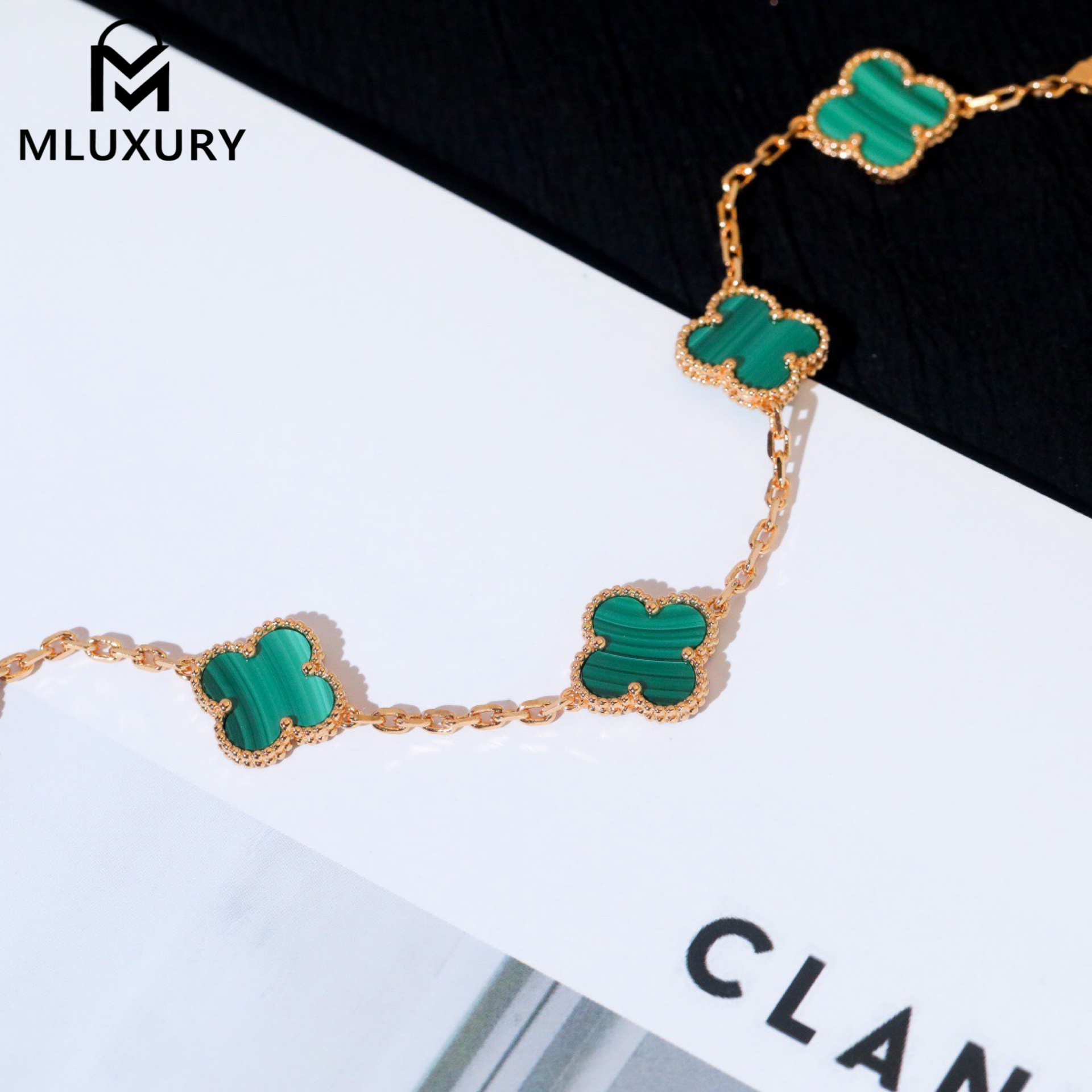 Van Cleef & Arpels Super Clone Malachite Natural Stone Five-Color Bracelet