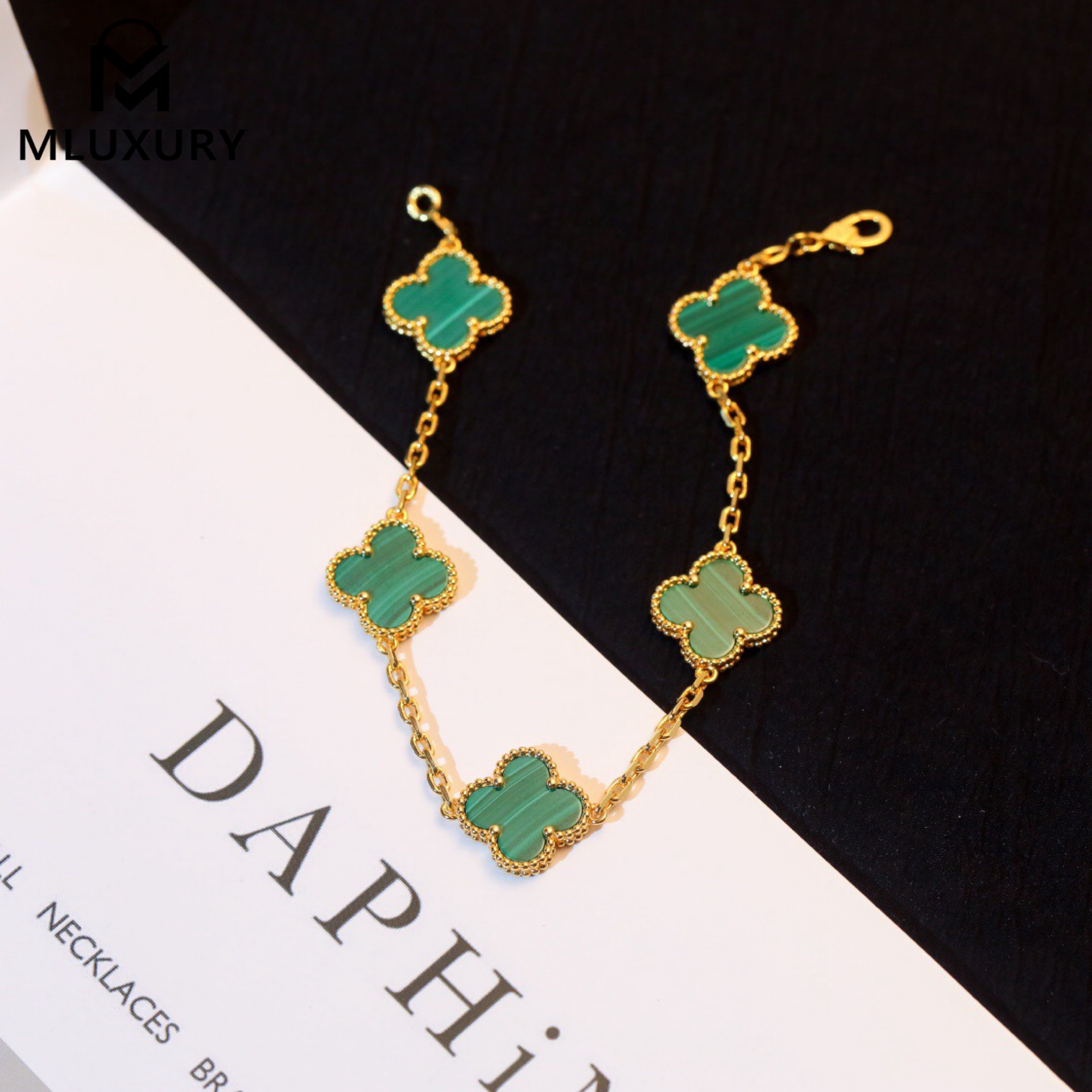 Van Cleef & Arpels Super Clone Malachite Natural Stone Five-Color Bracelet