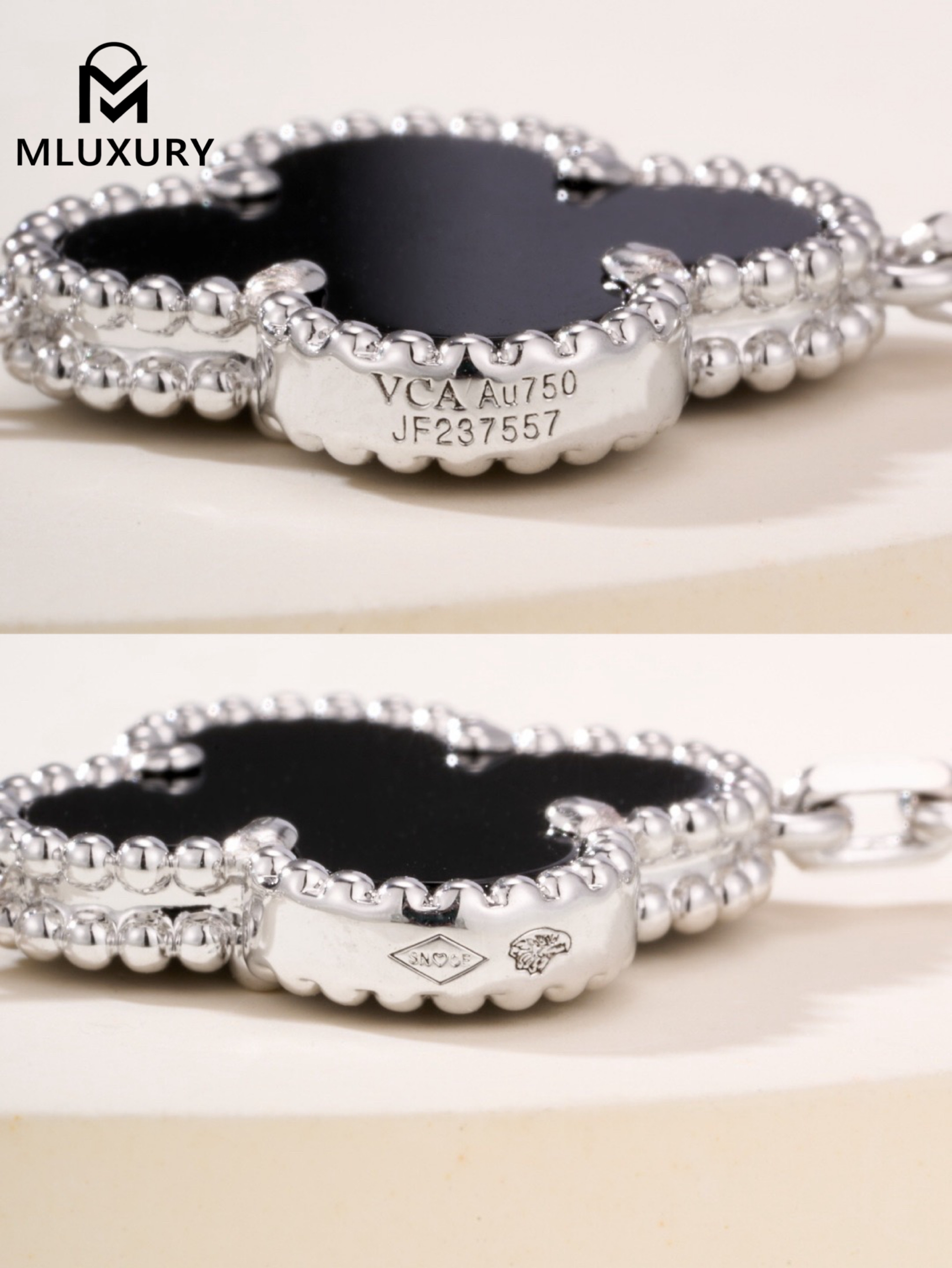 Van Cleef & Arpels Black Onyx Floral Bracelet in White Gold