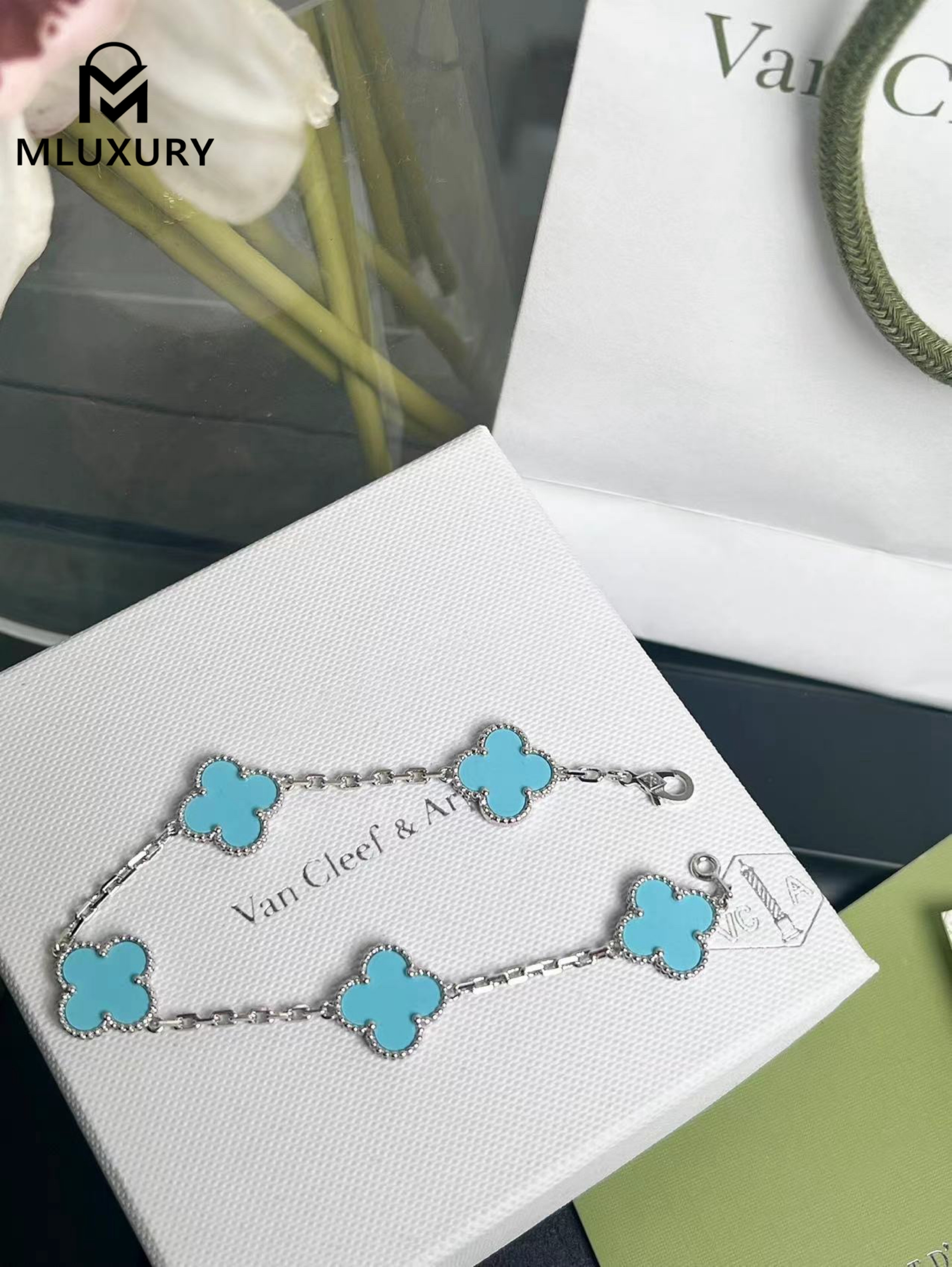 Van Cleef & Arpels Classic Five-Colored Turquoise Bracelet