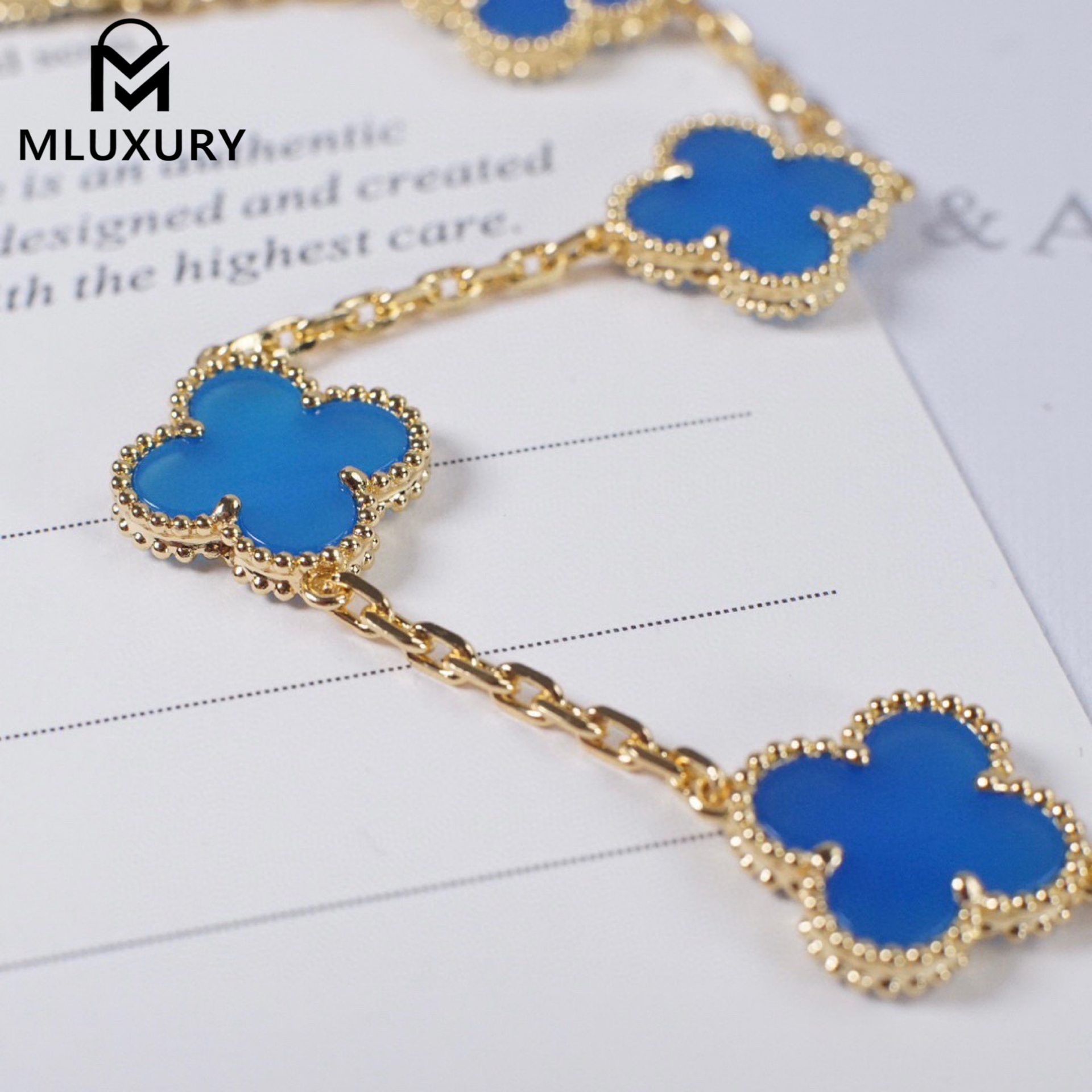 Van Cleef & Arpels Blue Four-Leaf Clover Bracelet