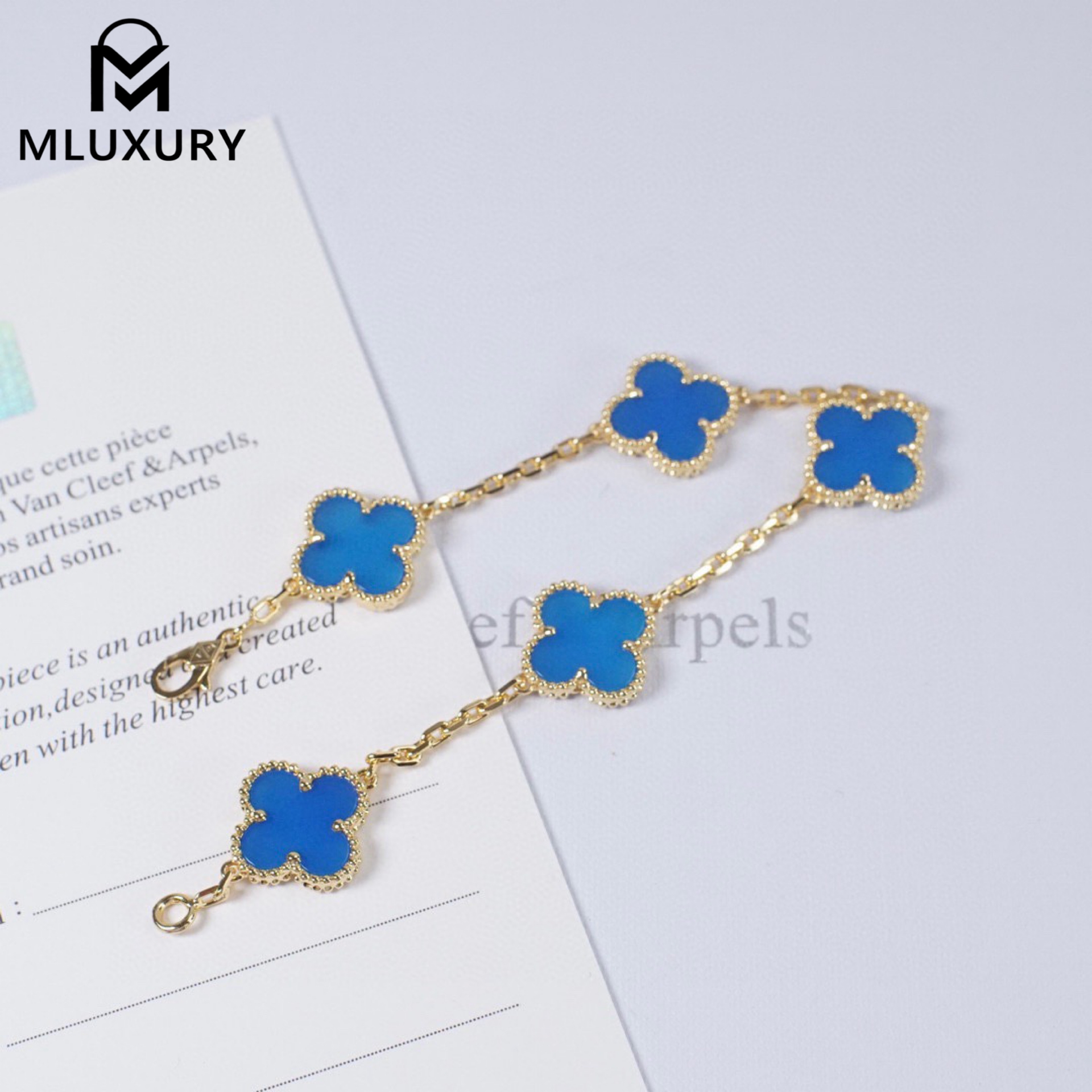 Van Cleef & Arpels Blue Four-Leaf Clover Bracelet