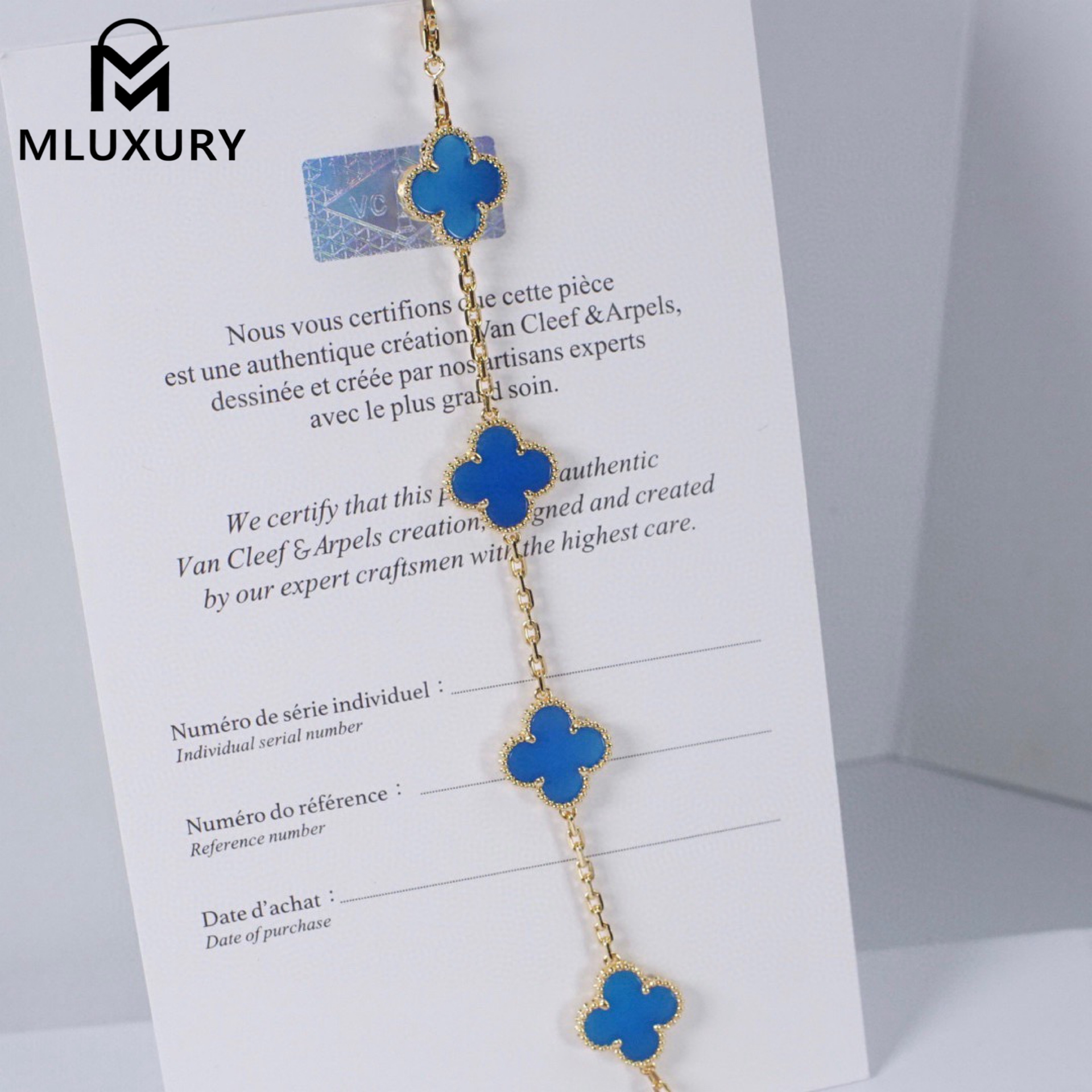 Van Cleef & Arpels Blue Four-Leaf Clover Bracelet