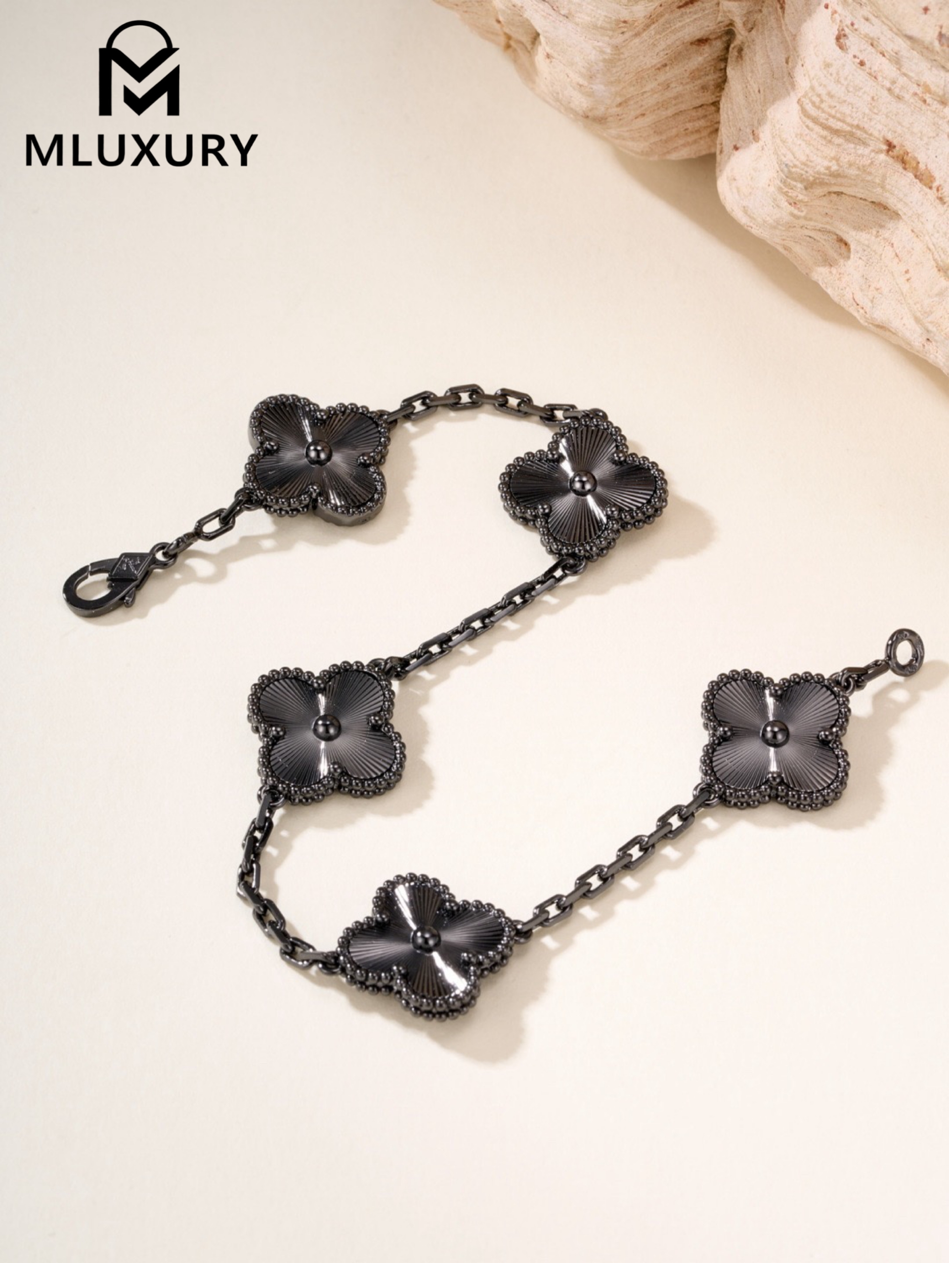 Van Cleef & Arpels Black Gold Laser Five-Flower Bracelet