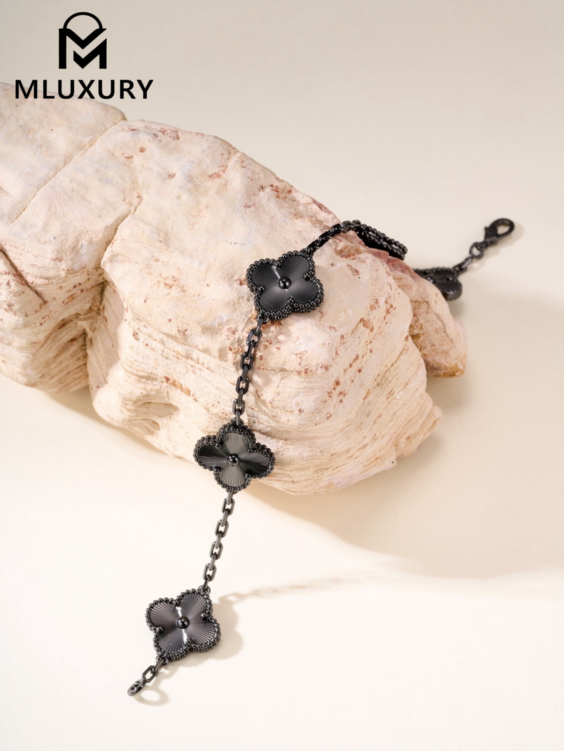 Van Cleef & Arpels Black Gold Laser Five-Flower Bracelet
