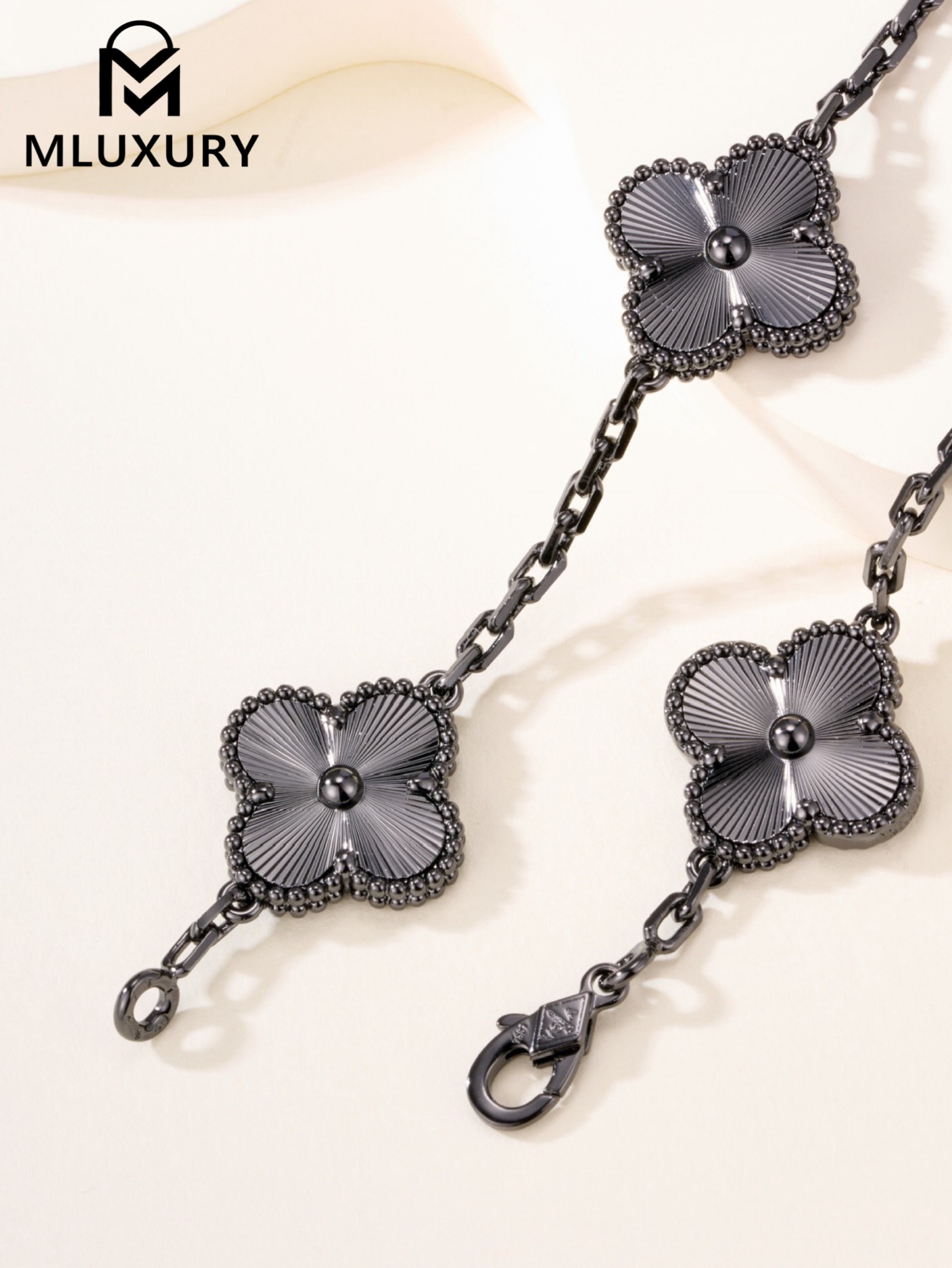 Van Cleef & Arpels Black Gold Laser Five-Flower Bracelet