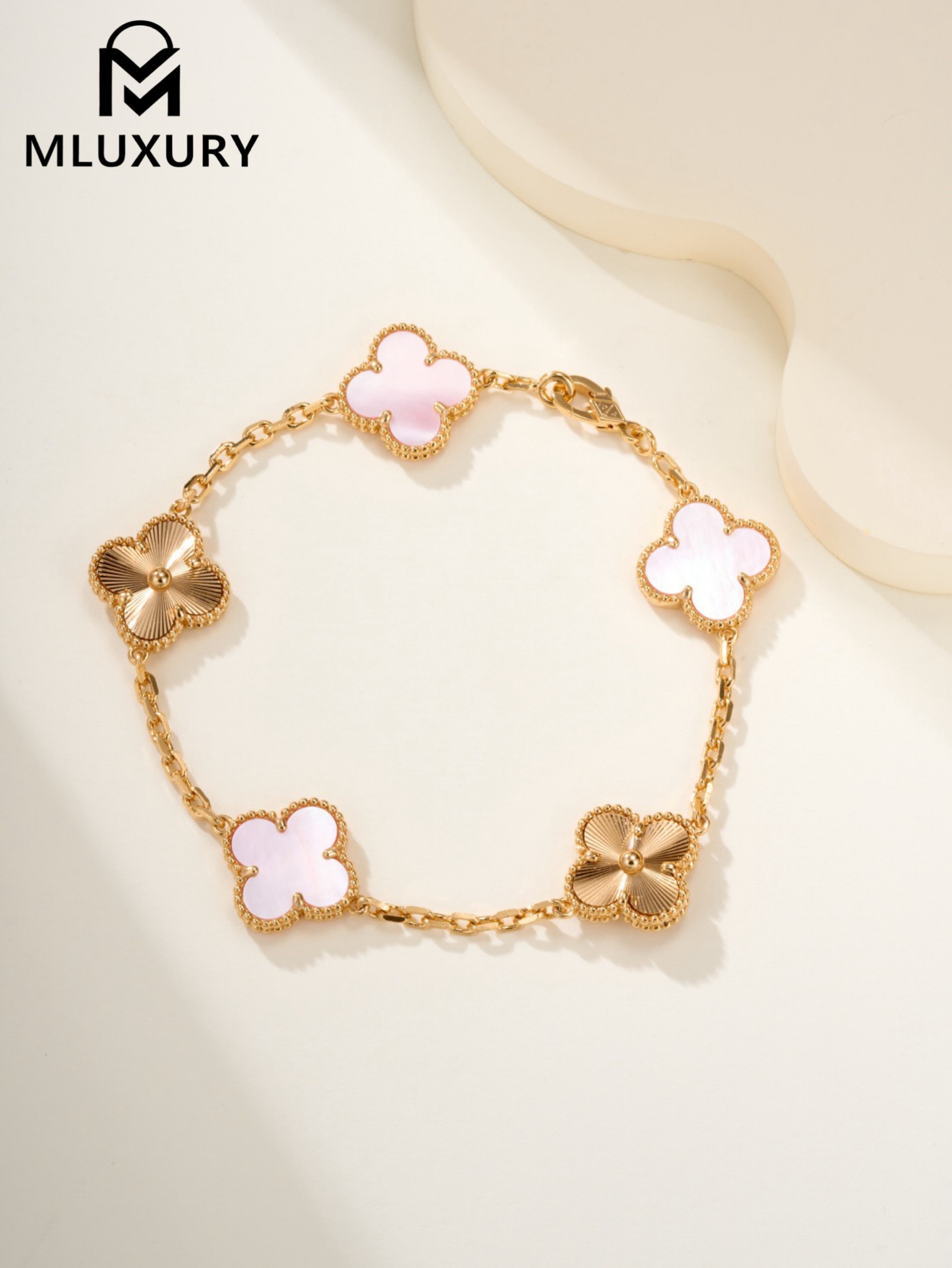 Van Cleef & Arpels Pink Mother-of-Pearl Flower Bracelet