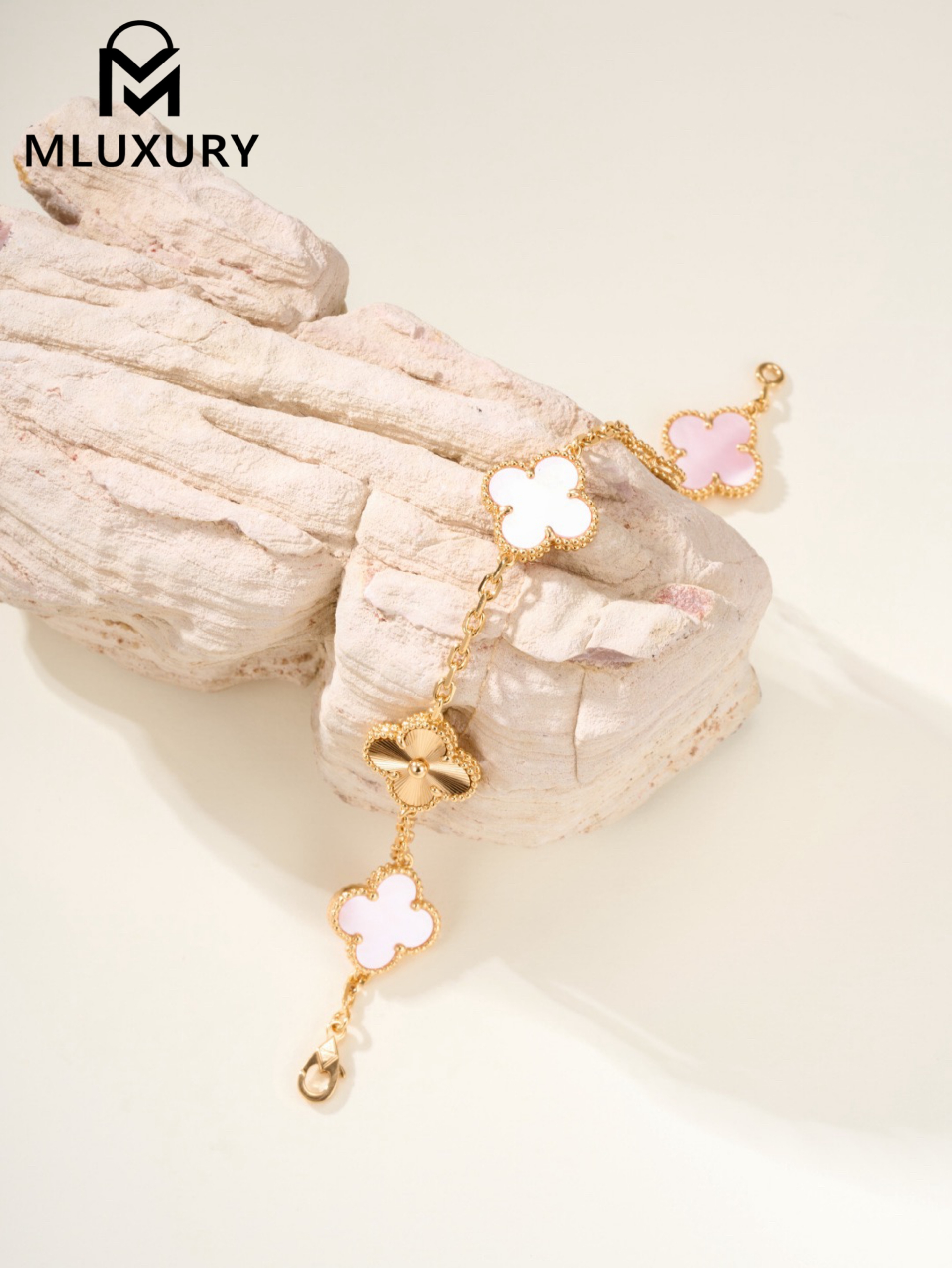 Van Cleef & Arpels Pink Mother-of-Pearl Flower Bracelet