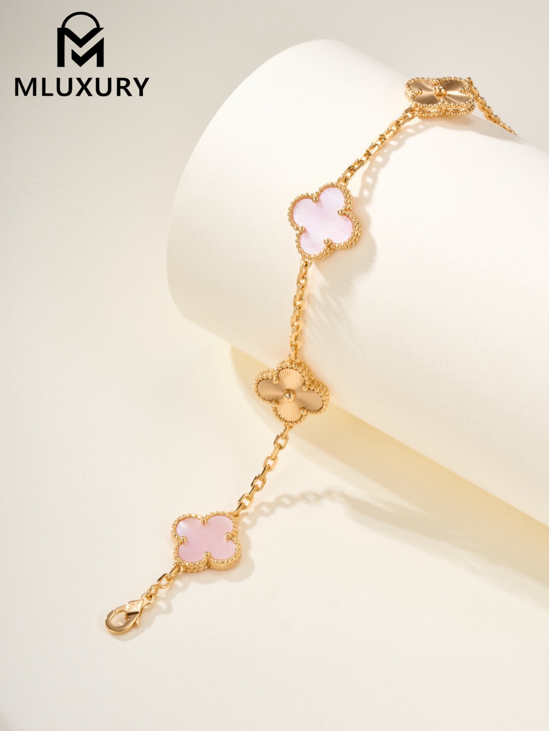 Van Cleef & Arpels Pink Mother-of-Pearl Flower Bracelet