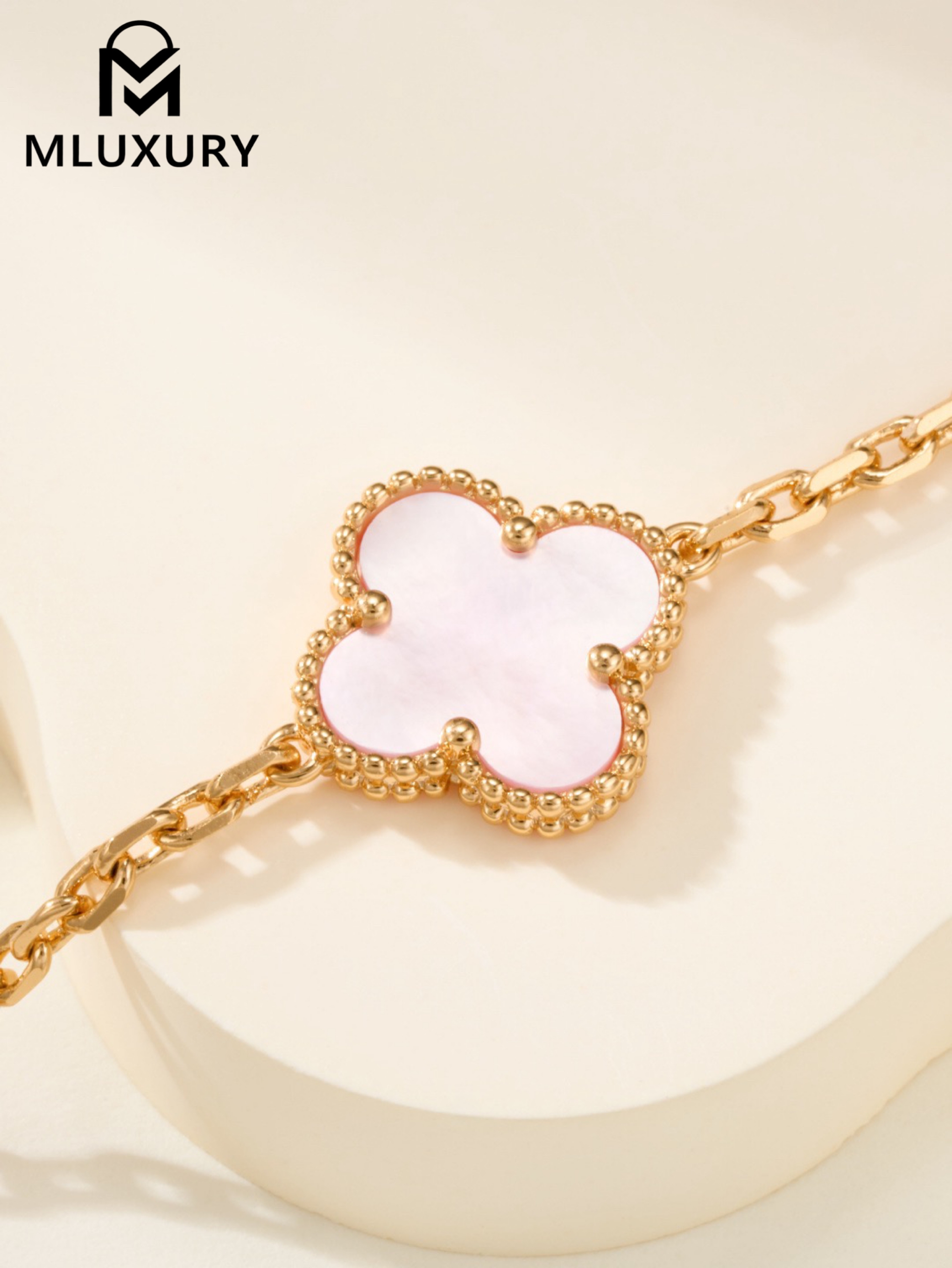Van Cleef & Arpels Pink Mother-of-Pearl Flower Bracelet