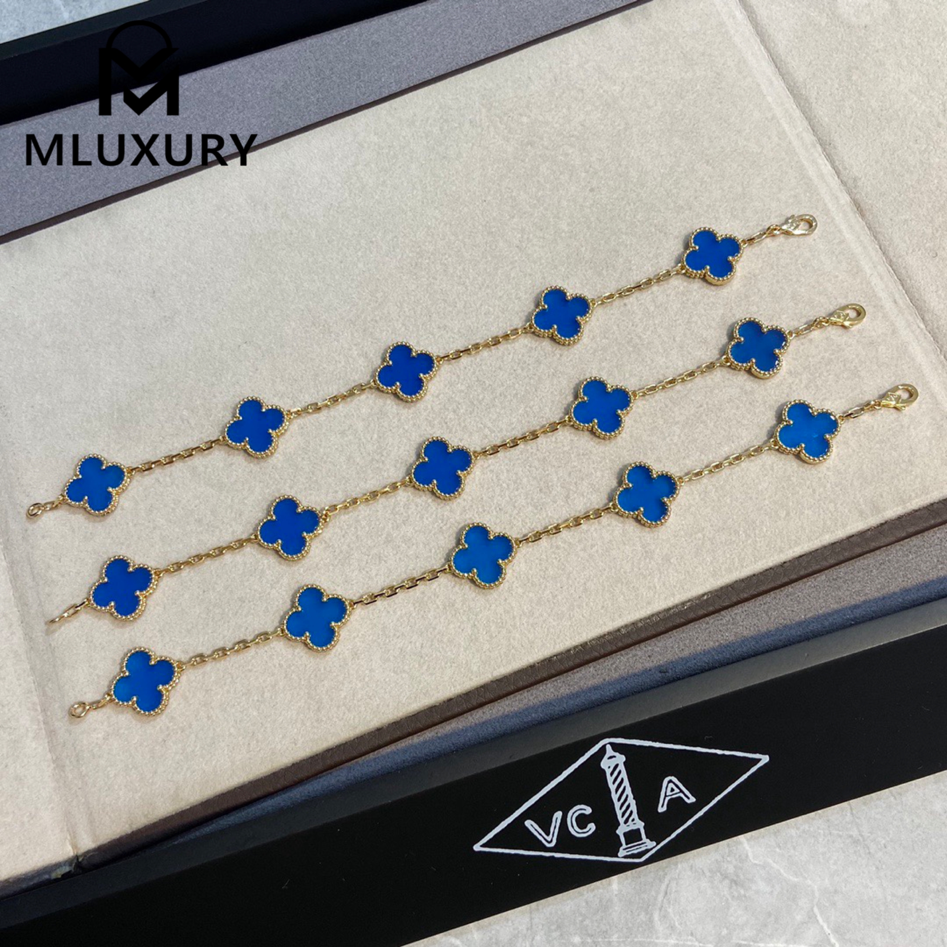 Van Cleef & Arpels Blue Agate Clover Bracelet