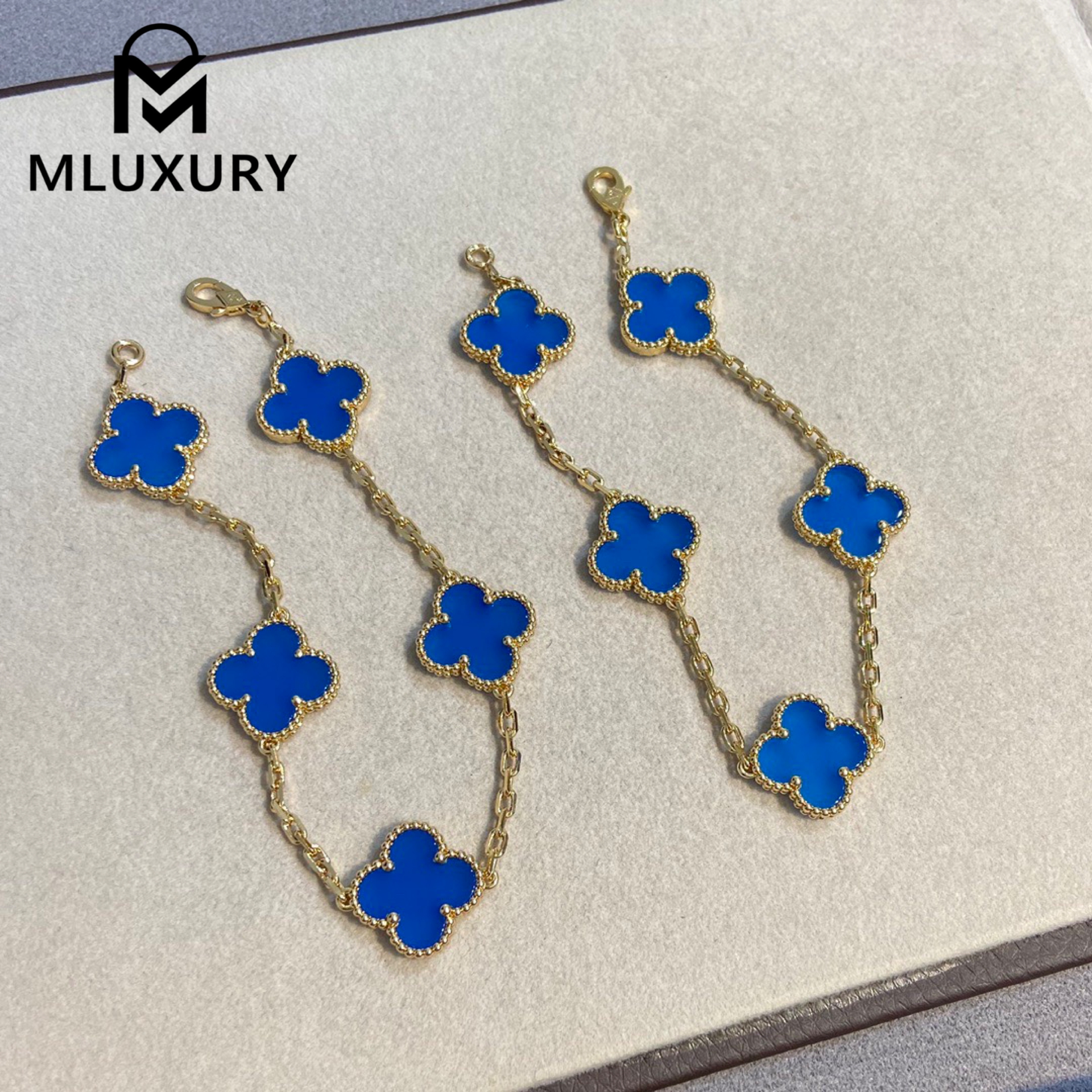 Van Cleef & Arpels Blue Agate Clover Bracelet