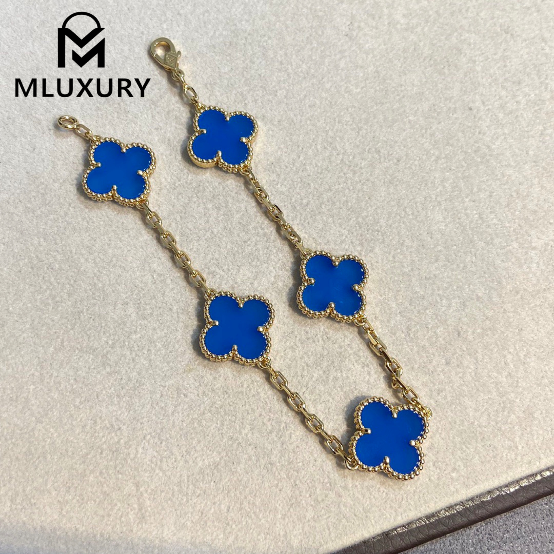 Van Cleef & Arpels Blue Agate Clover Bracelet
