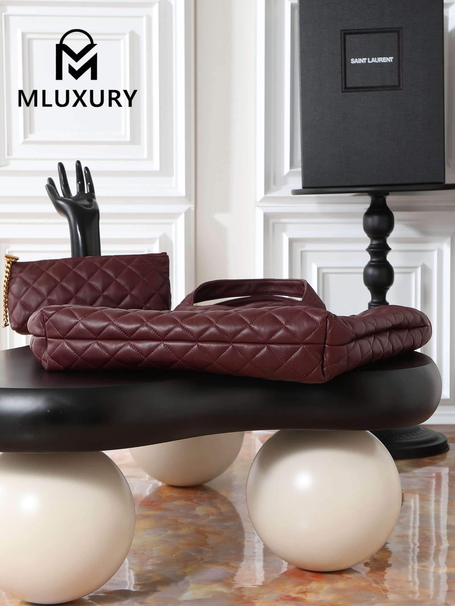 YSL ICARE Burgundy Lambskin Antique Gold