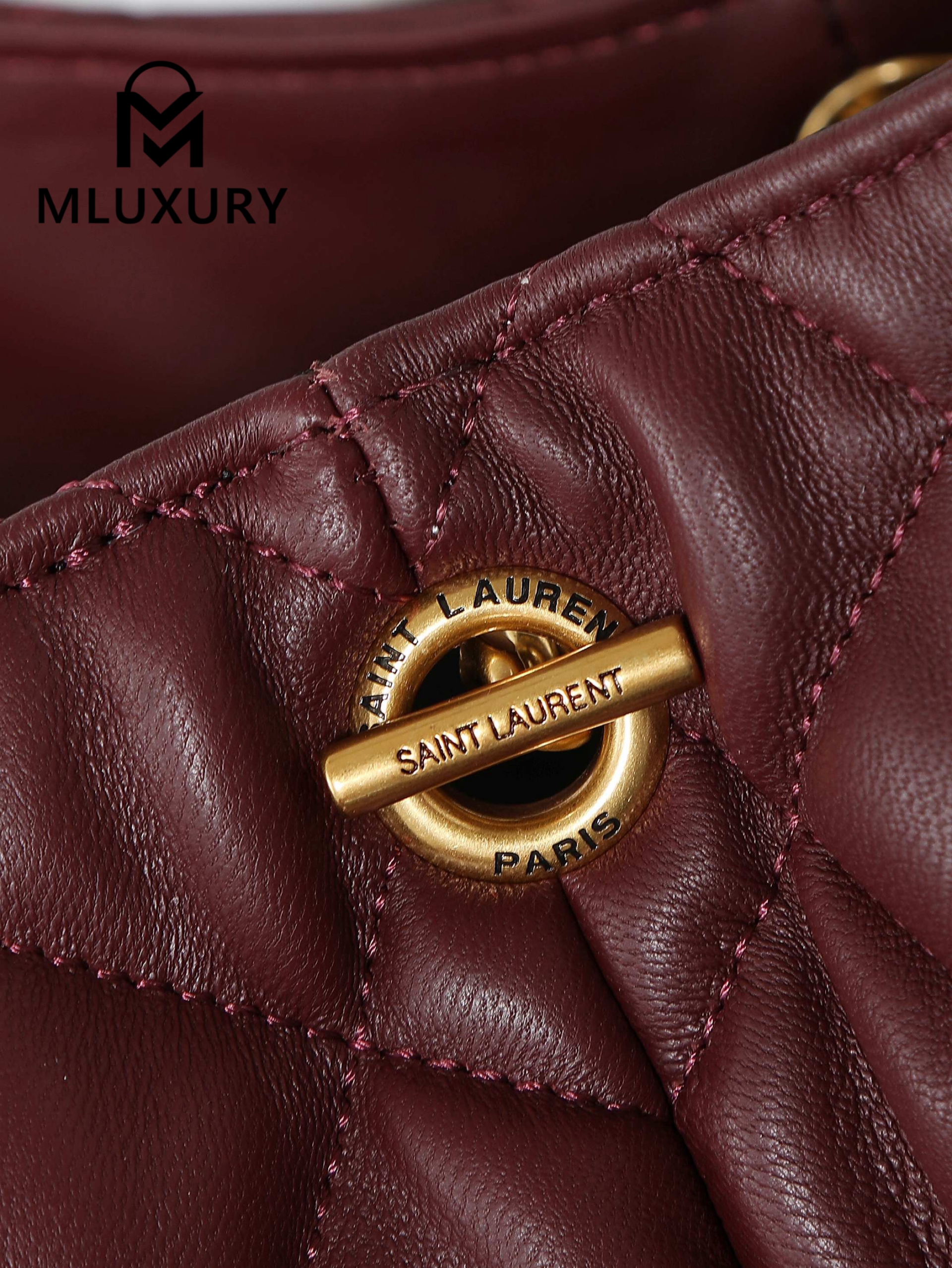 YSL ICARE Burgundy Lambskin Antique Gold