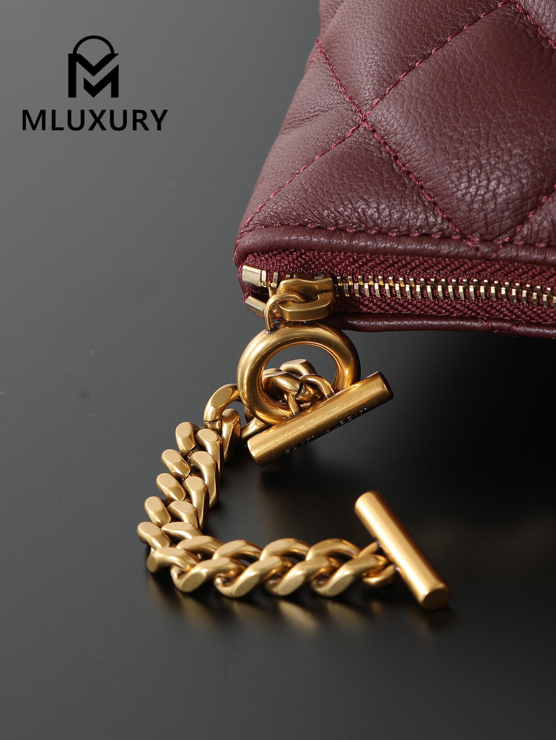 YSL ICARE Burgundy Lambskin Antique Gold
