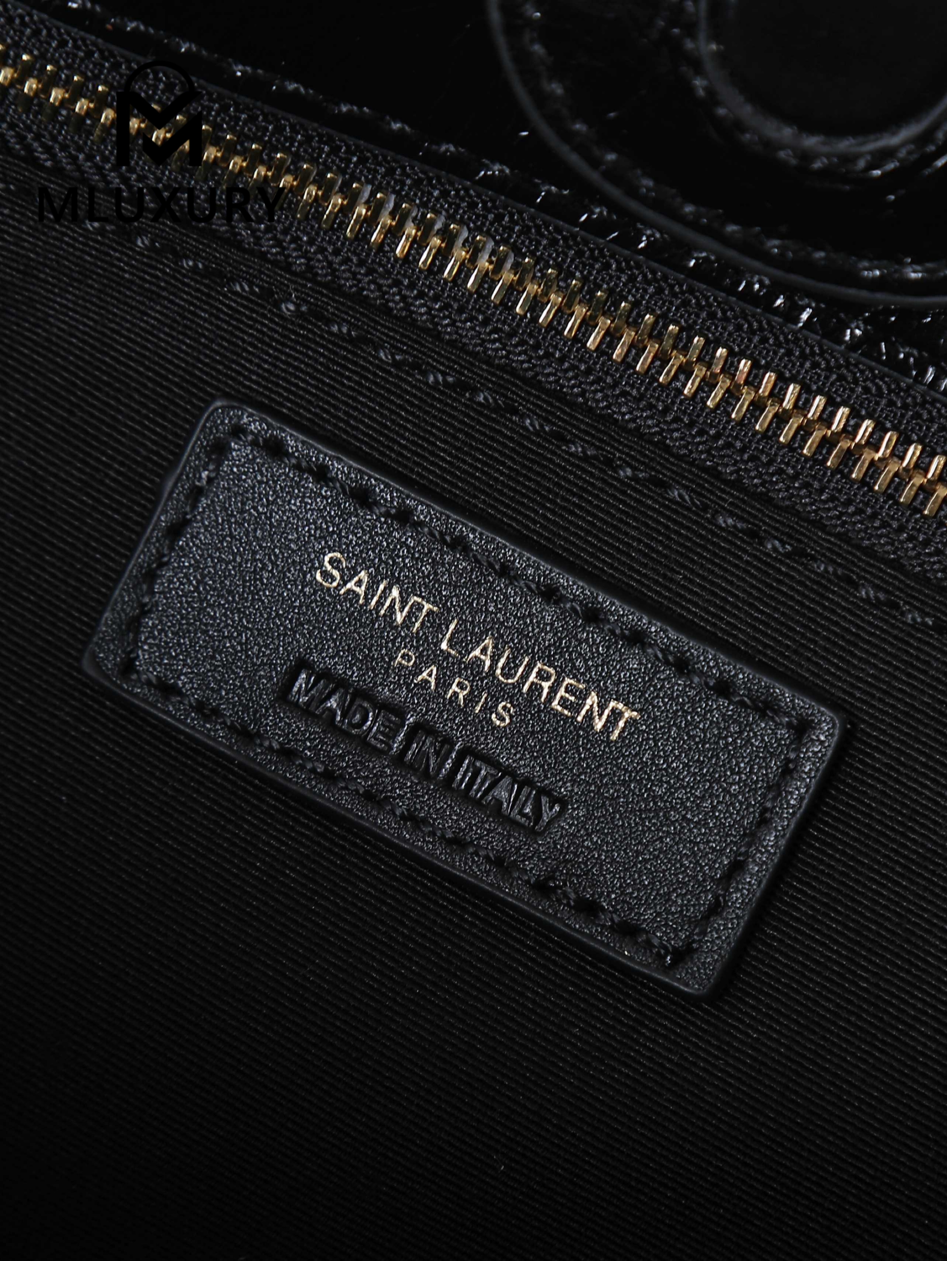 YSL NIKI Oil-waxed Black Leather with Gold accents