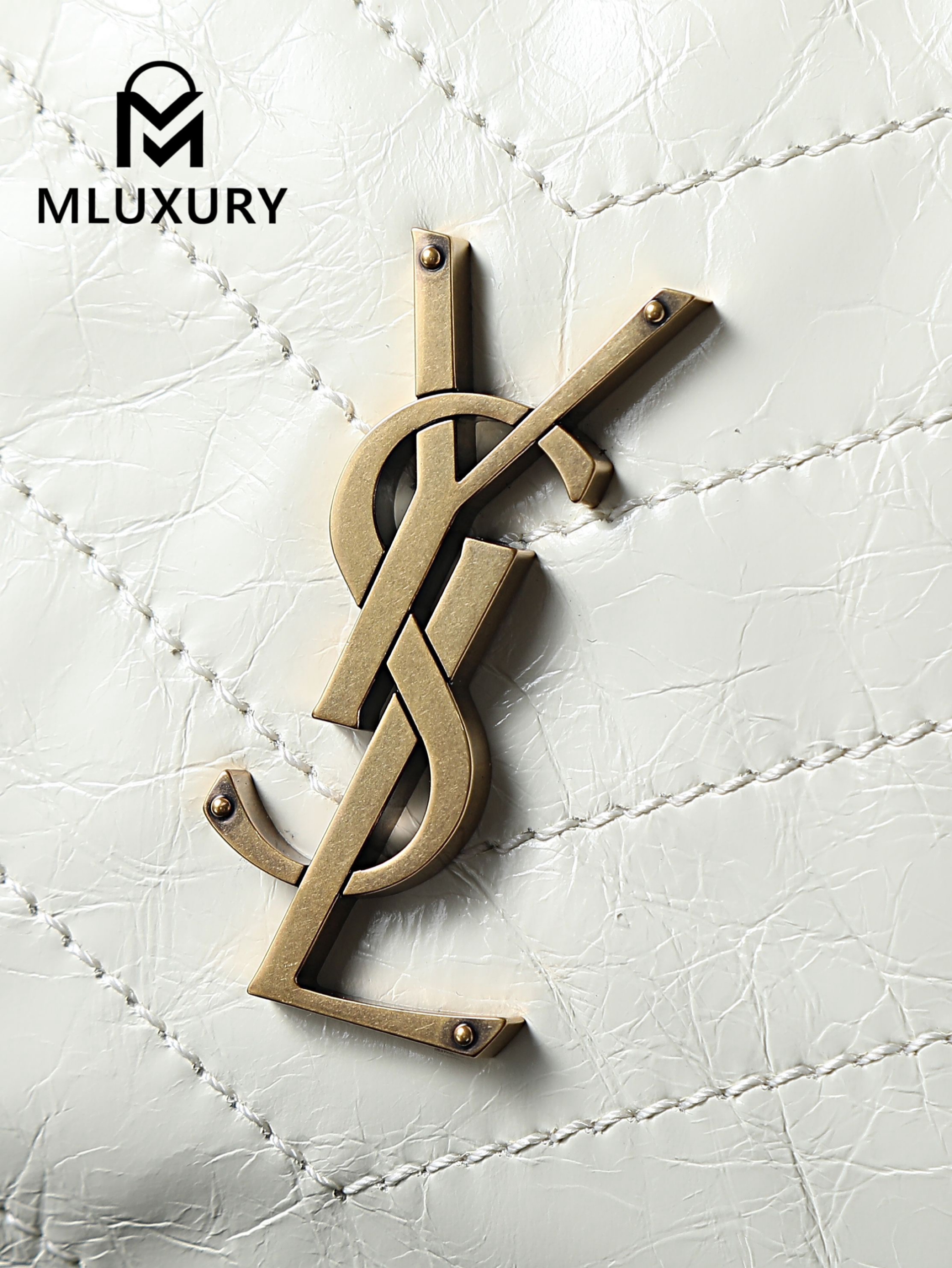 YSL Niki Small Shopping Bag, Large Size, White